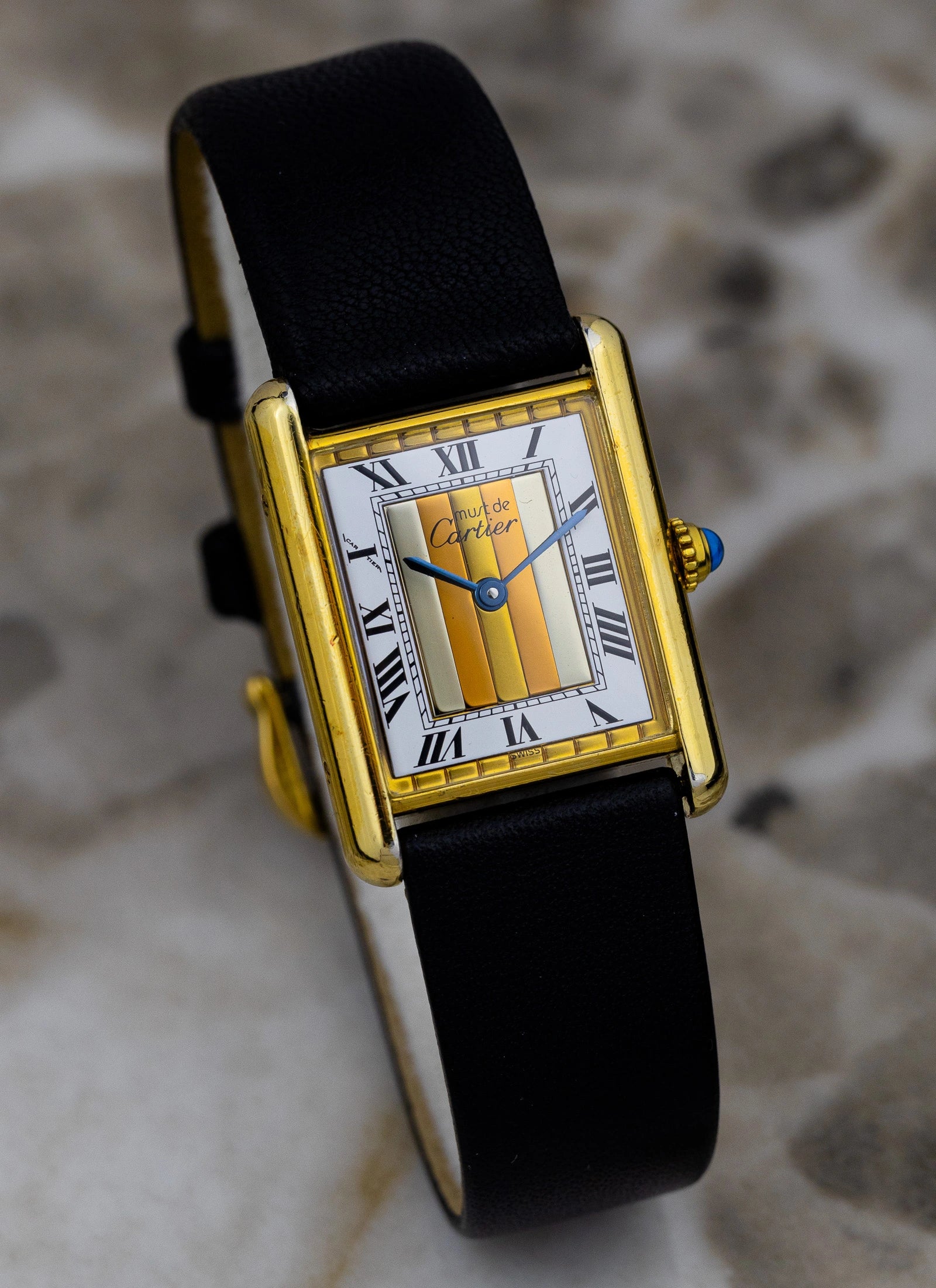 1990 Must de Cartier Tank Trinity Dial 590005 Papers & Travel Pouch