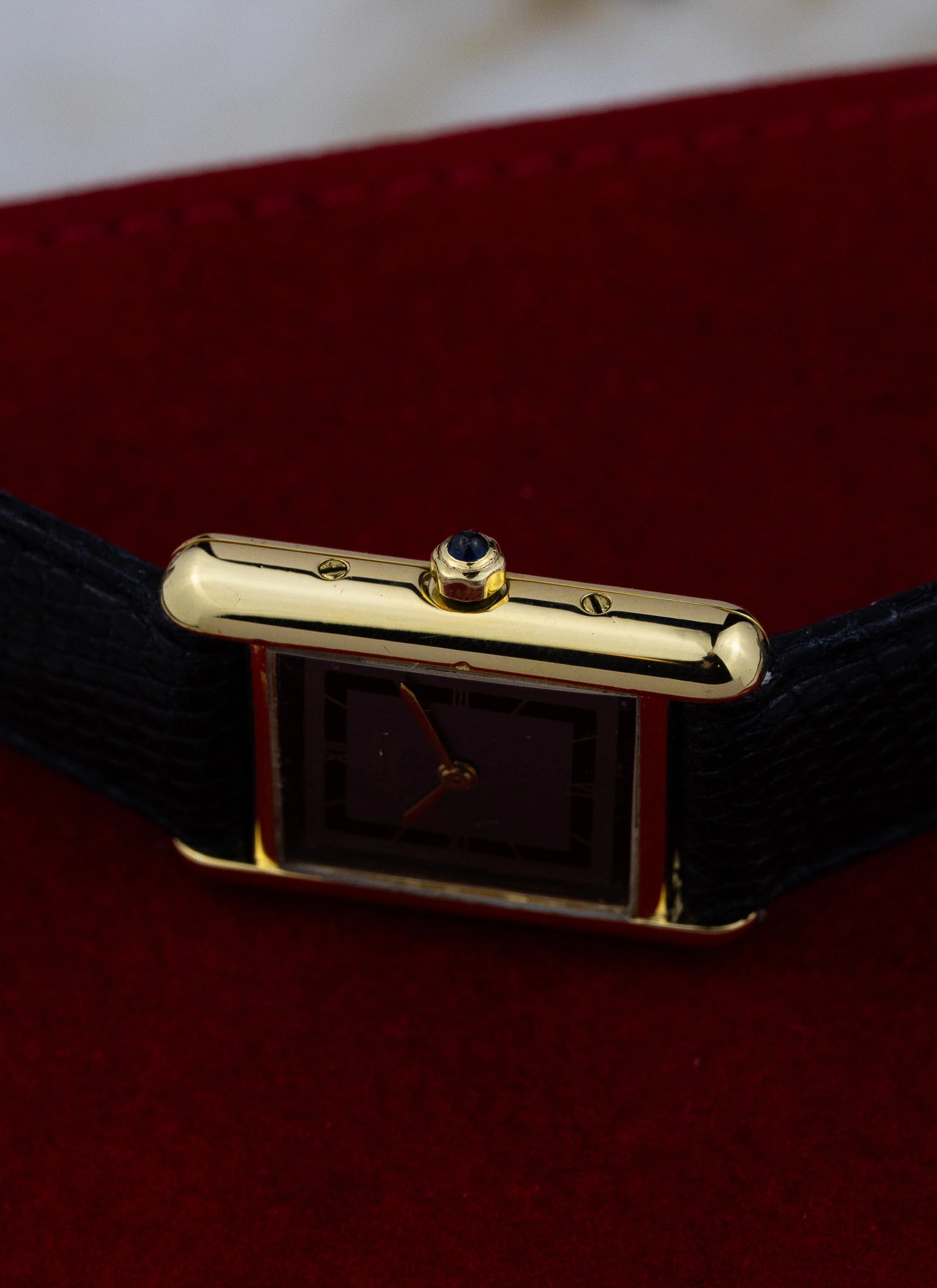 1990s Cartier Tank Black Art Deco Dial 3 66001 Box