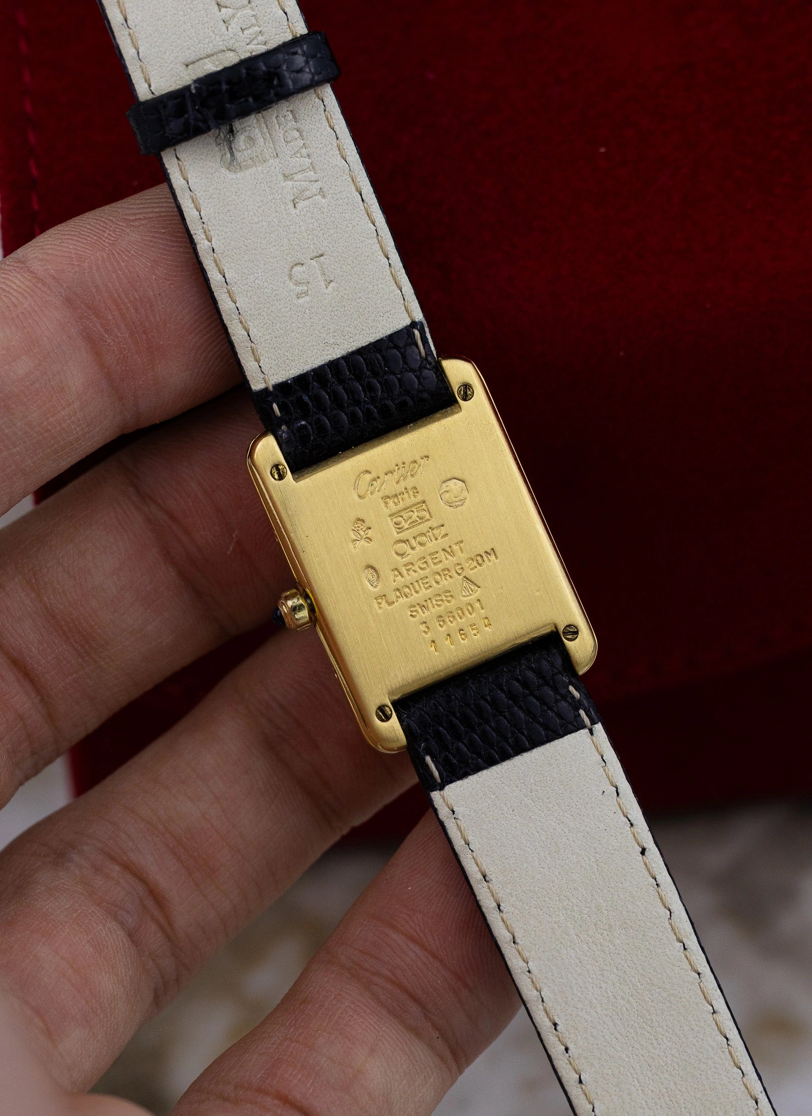 1990s Cartier Tank Black Art Deco Dial 3 66001 Box