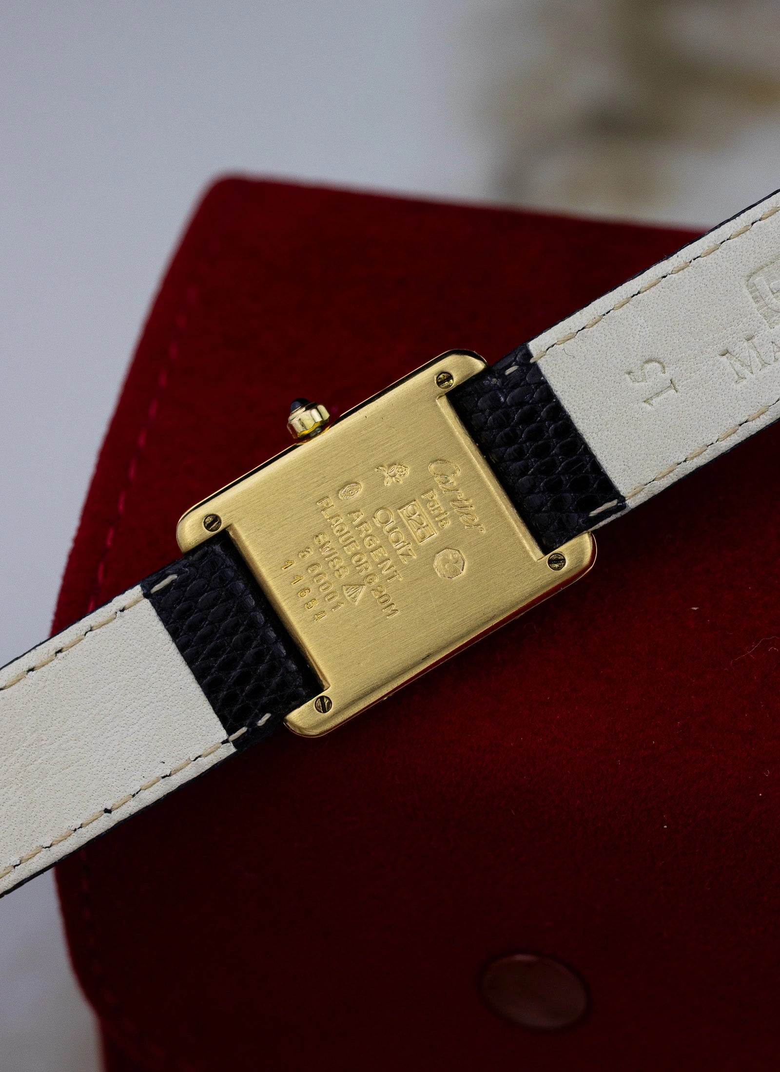 1990s Cartier Tank Black Art Deco Dial 3 66001 Box