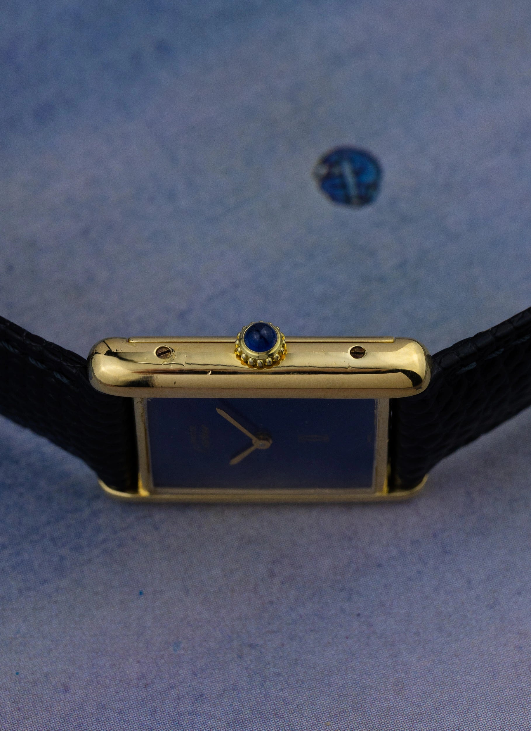 1980s Cartier Tank Lapis Lazuli Manual Winding