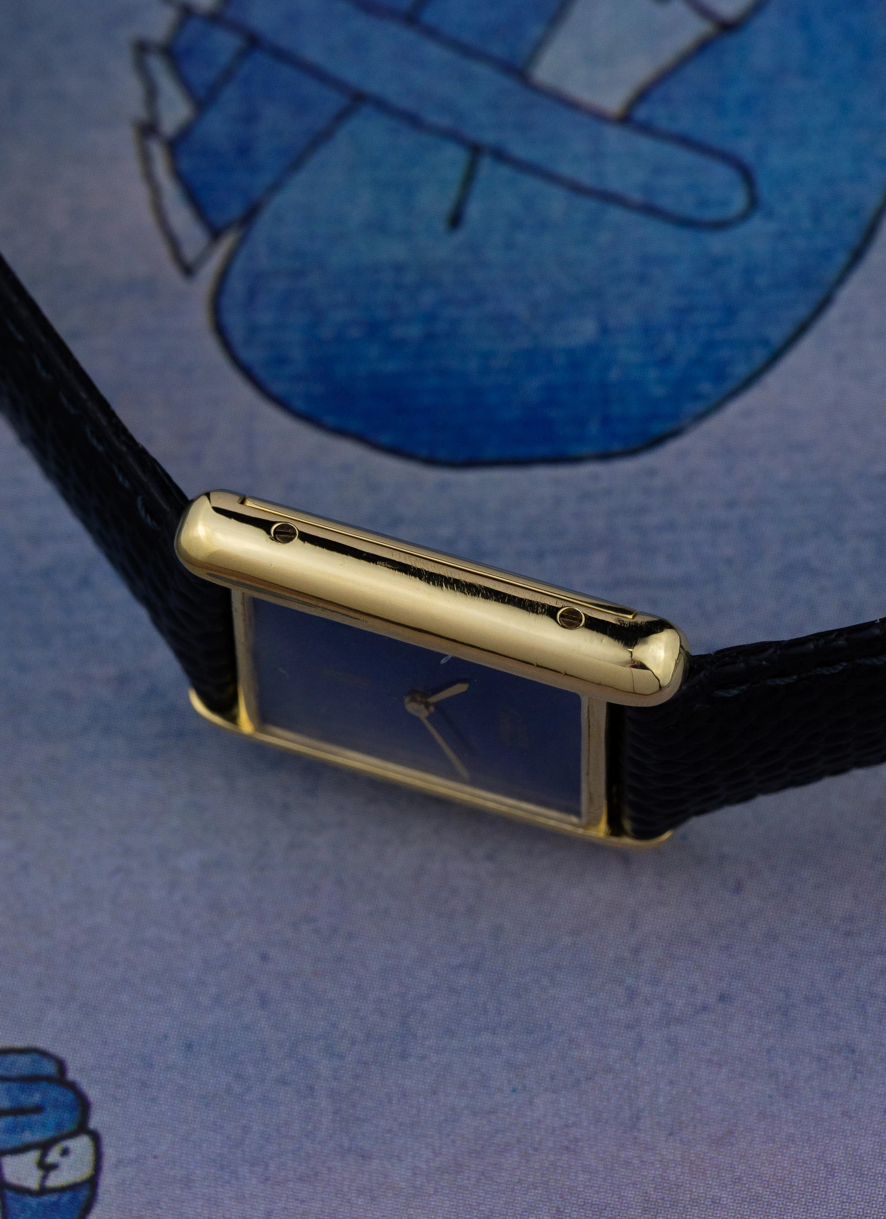 1980s Cartier Tank Lapis Lazuli Manual Winding