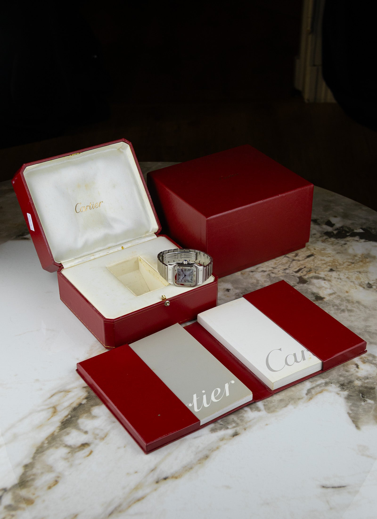 2005 Cartier Santos Galbee 1564 Ice Blue Anniversary Dial Full Set