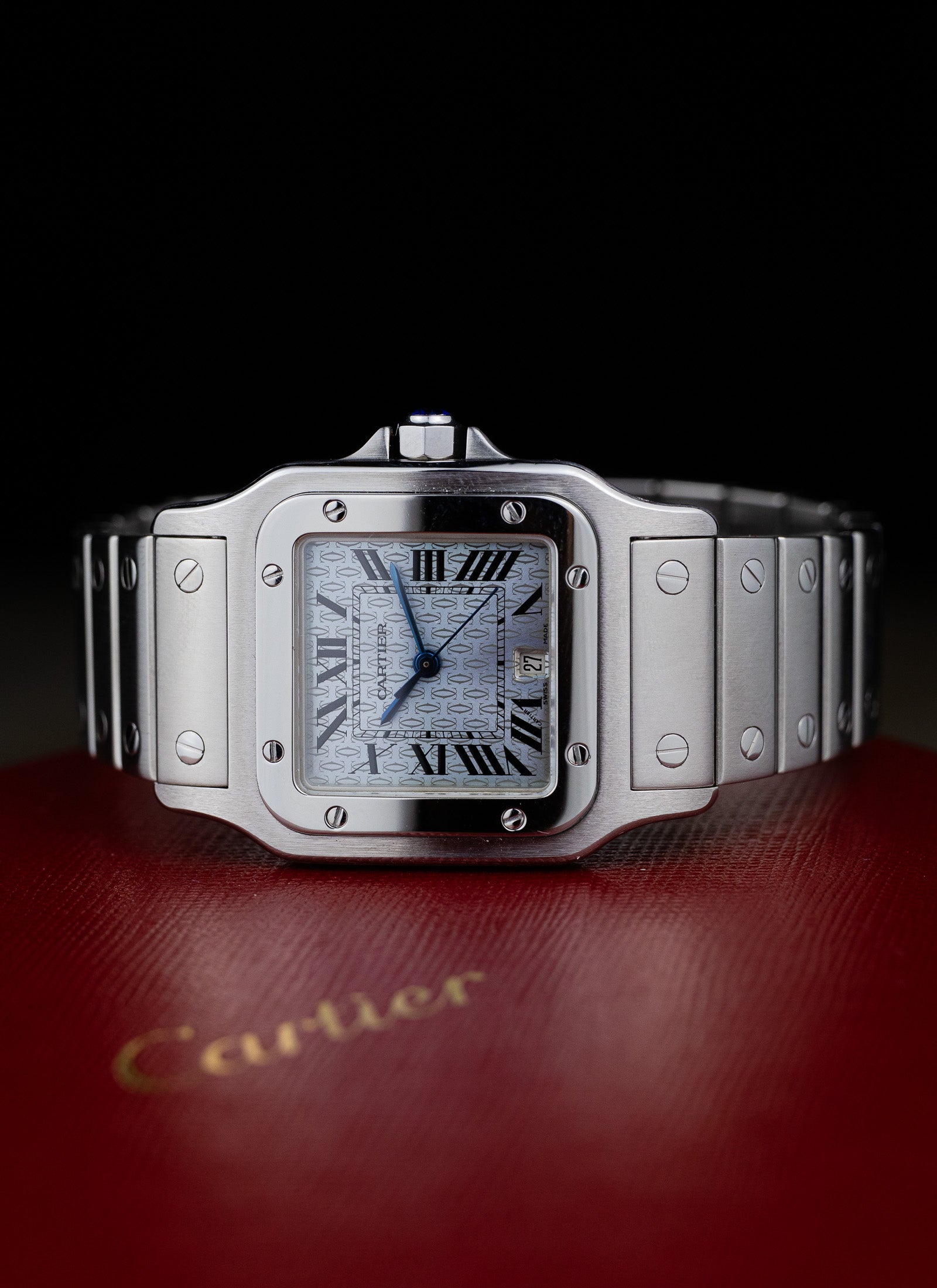 2005 Cartier Santos Galbee 1564 Ice Blue Anniversary Dial Full Set