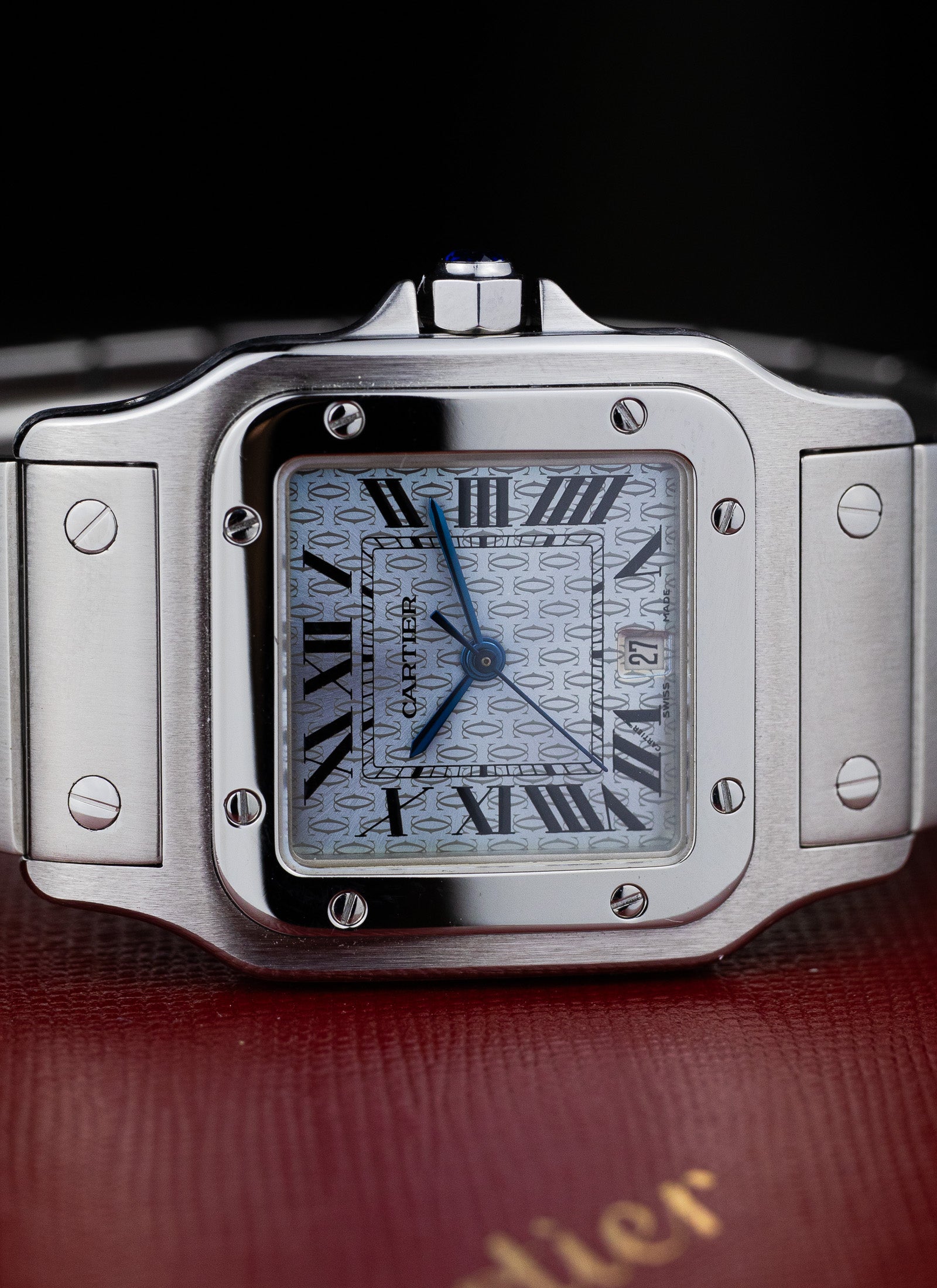 2005 Cartier Santos Galbee 1564 Ice Blue Anniversary Dial Full Set