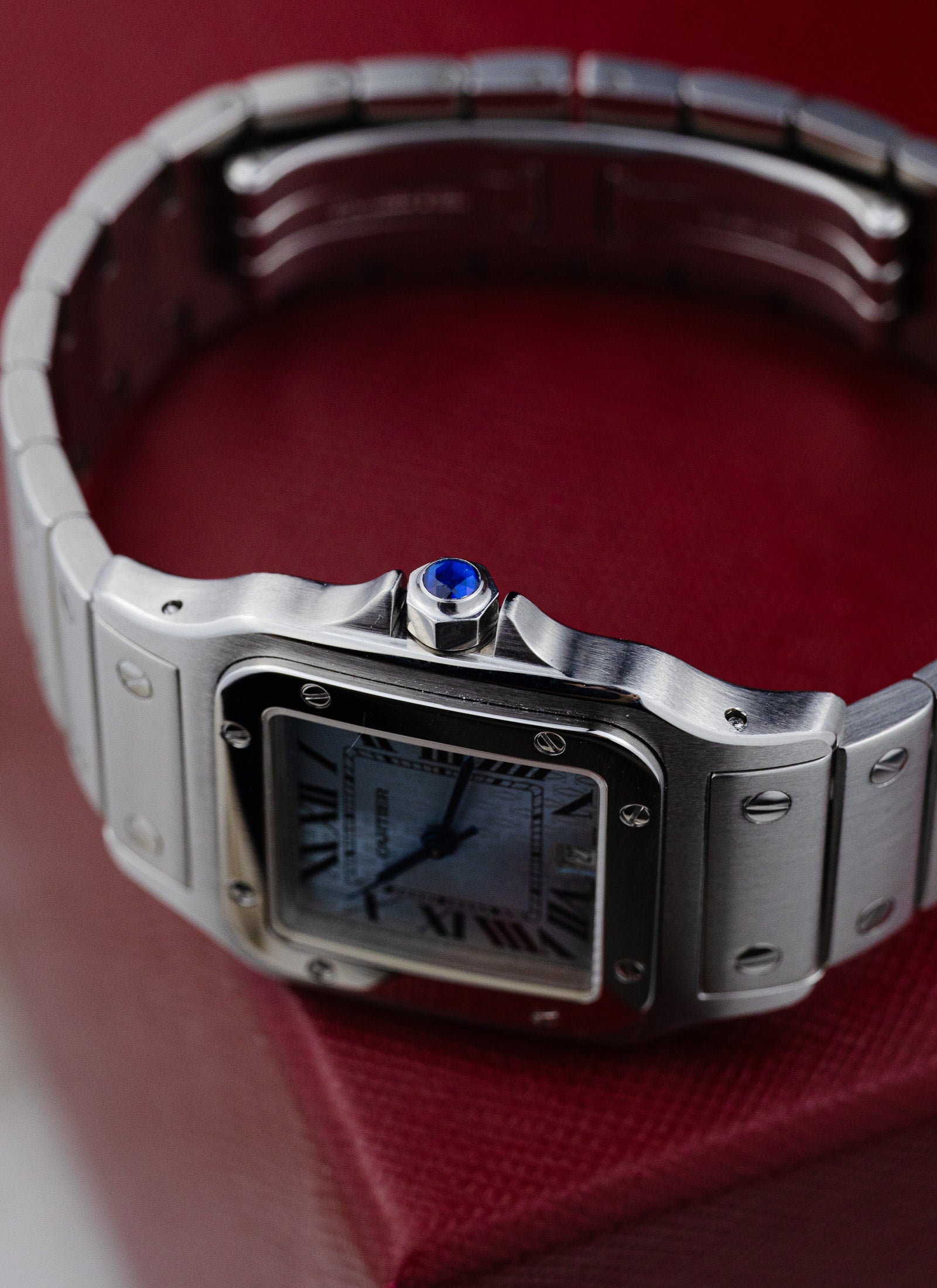 2005 Cartier Santos Galbee 1564 Ice Blue Anniversary Dial Full Set