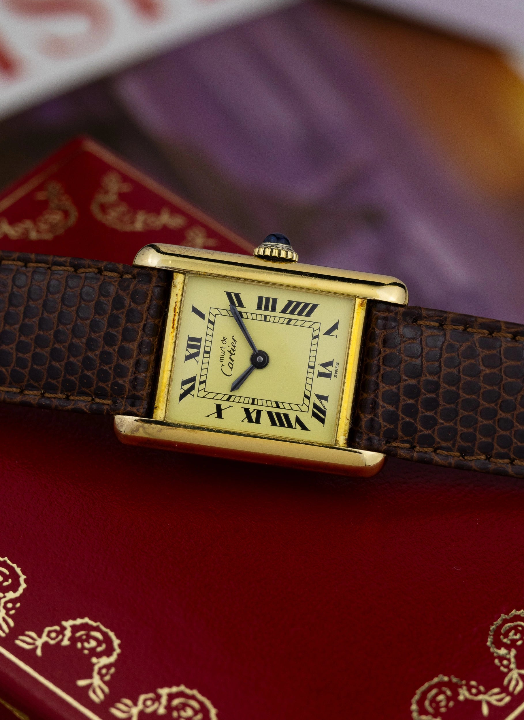 1980s Lady Cartier Tank Ivory Manual Winding Box