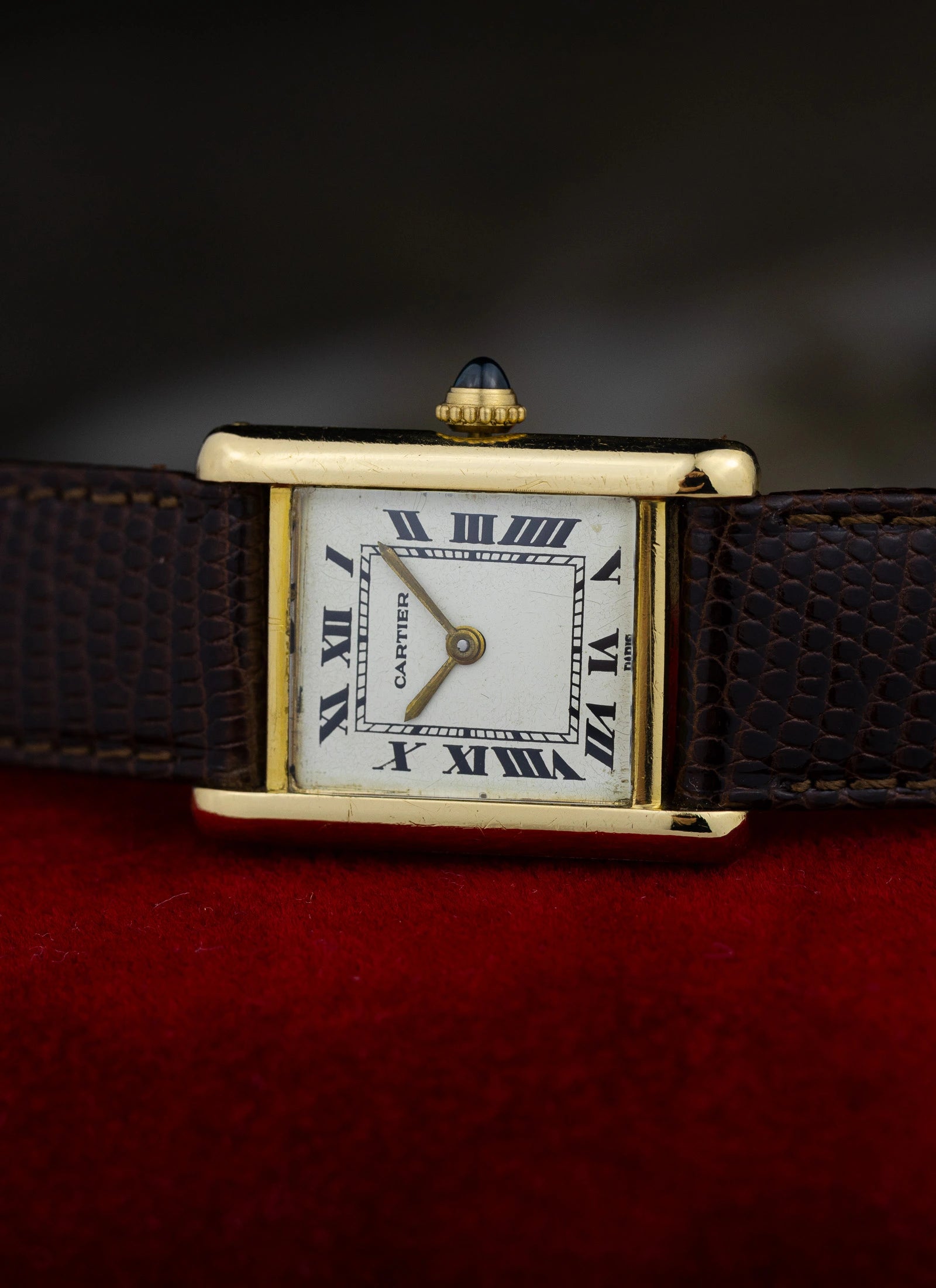 1990s 18K Cartier Tank Louis Paris Dial & Travel Box