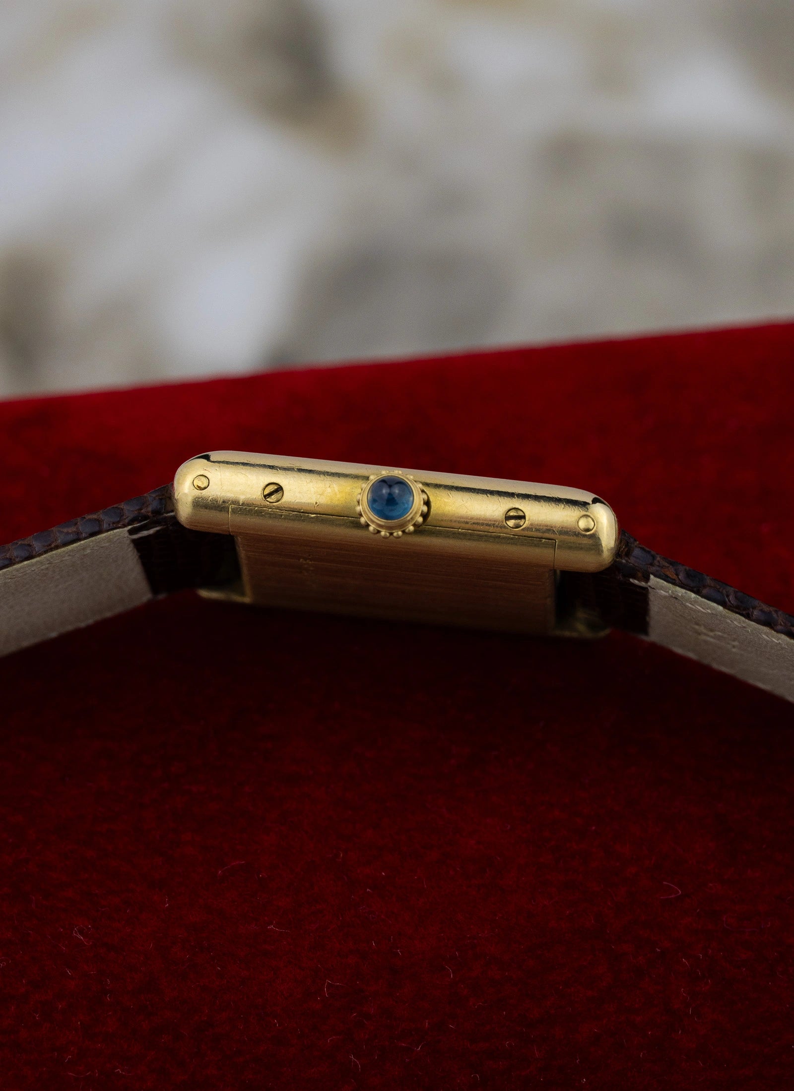 1990s 18K Cartier Tank Louis Paris Dial & Travel Box