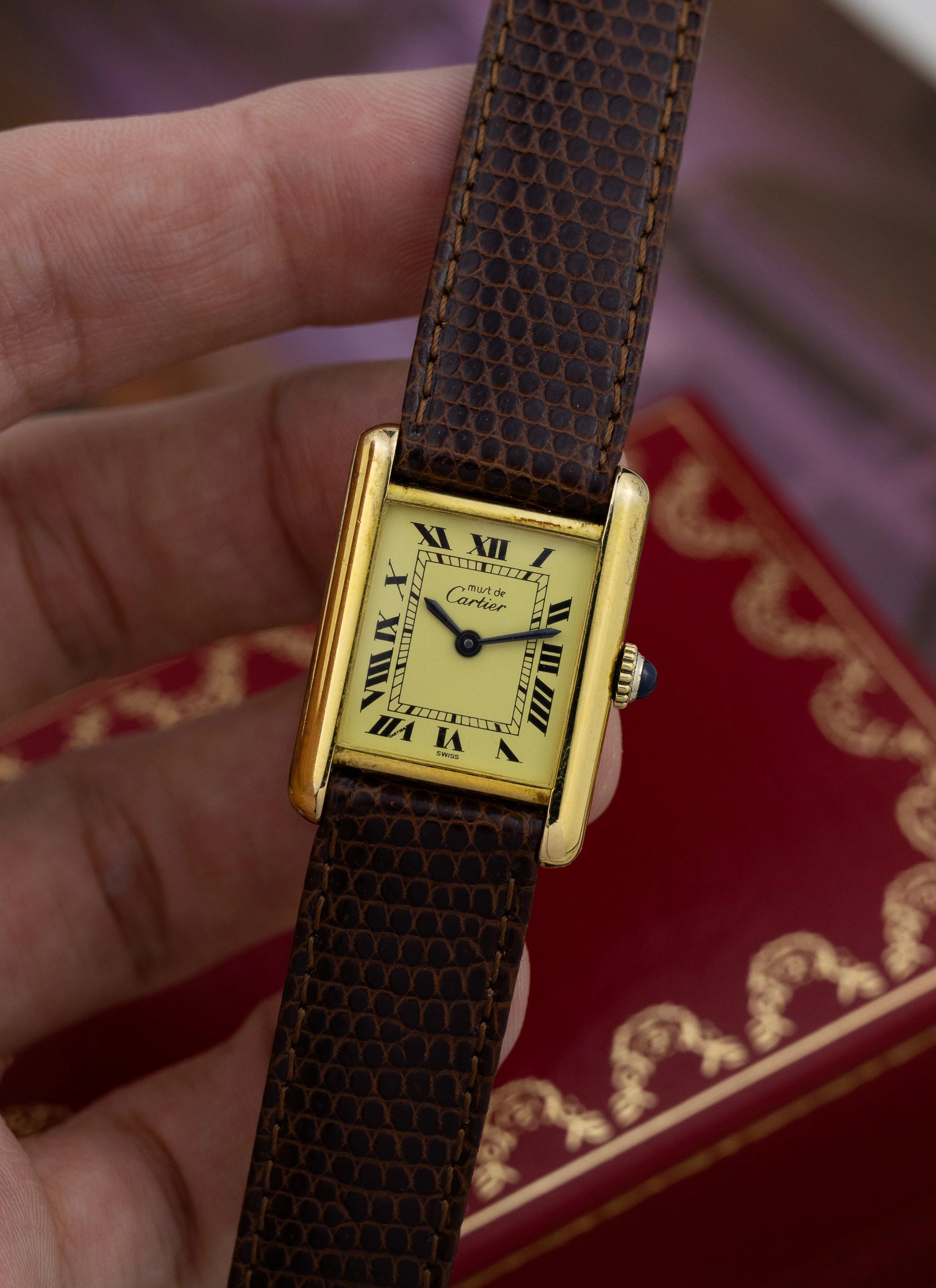 1980s Cartier Tank Ivory Manual Winding Box