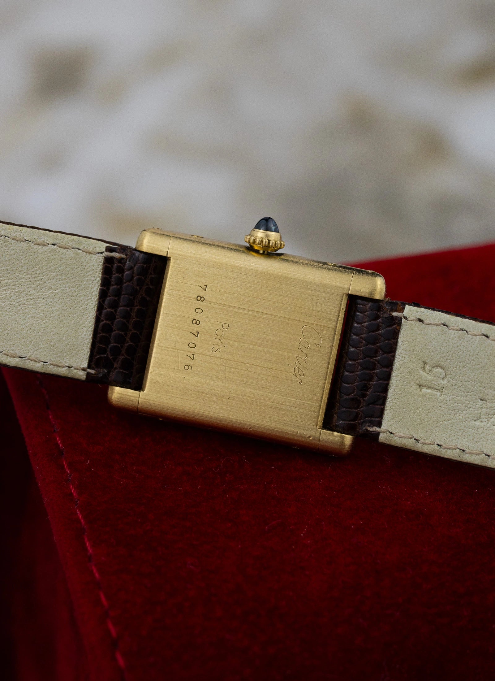 1990s 18K Cartier Tank Louis Paris Dial & Travel Box