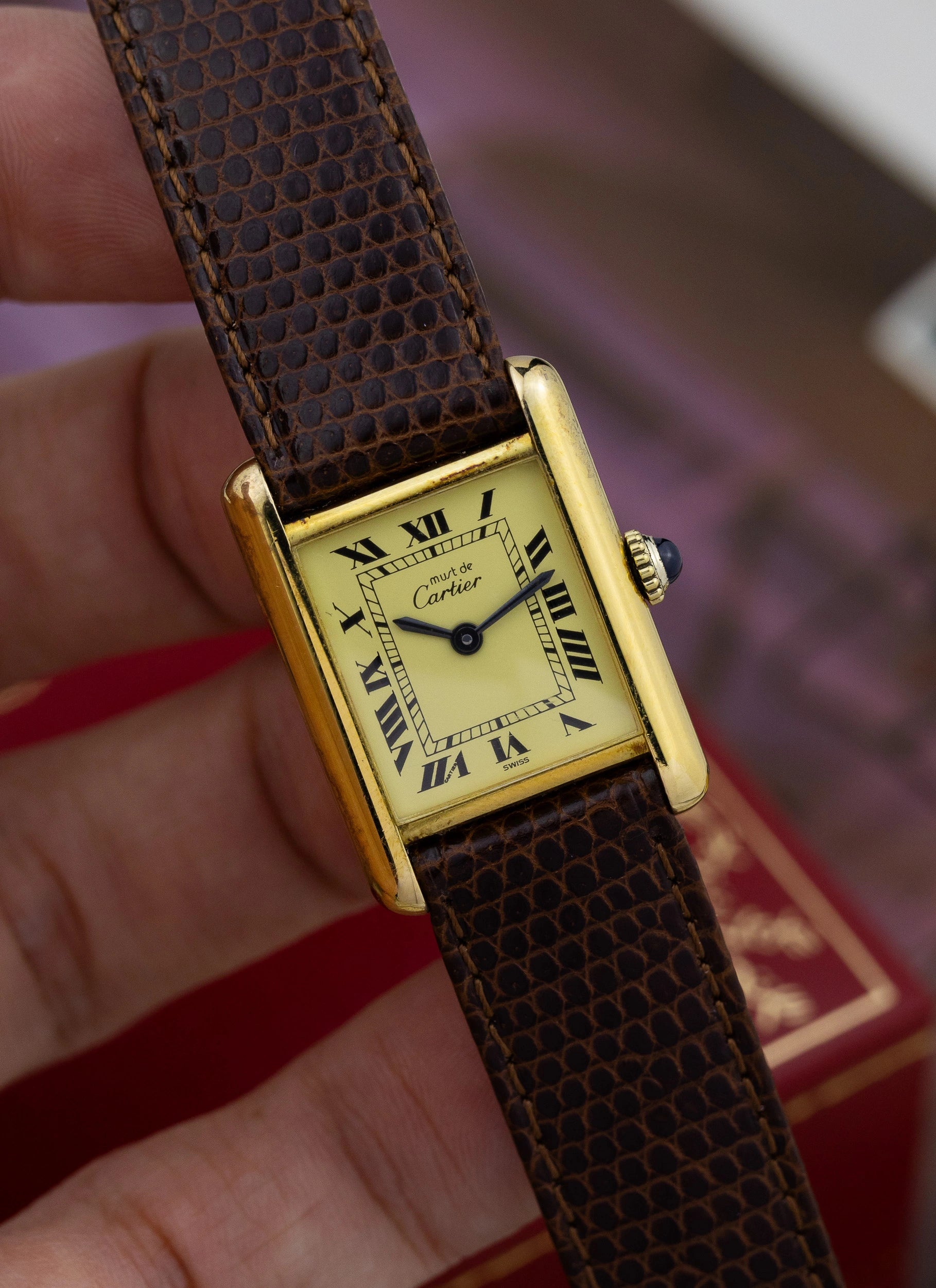 1980s Cartier Tank Ivory Manual Winding Box