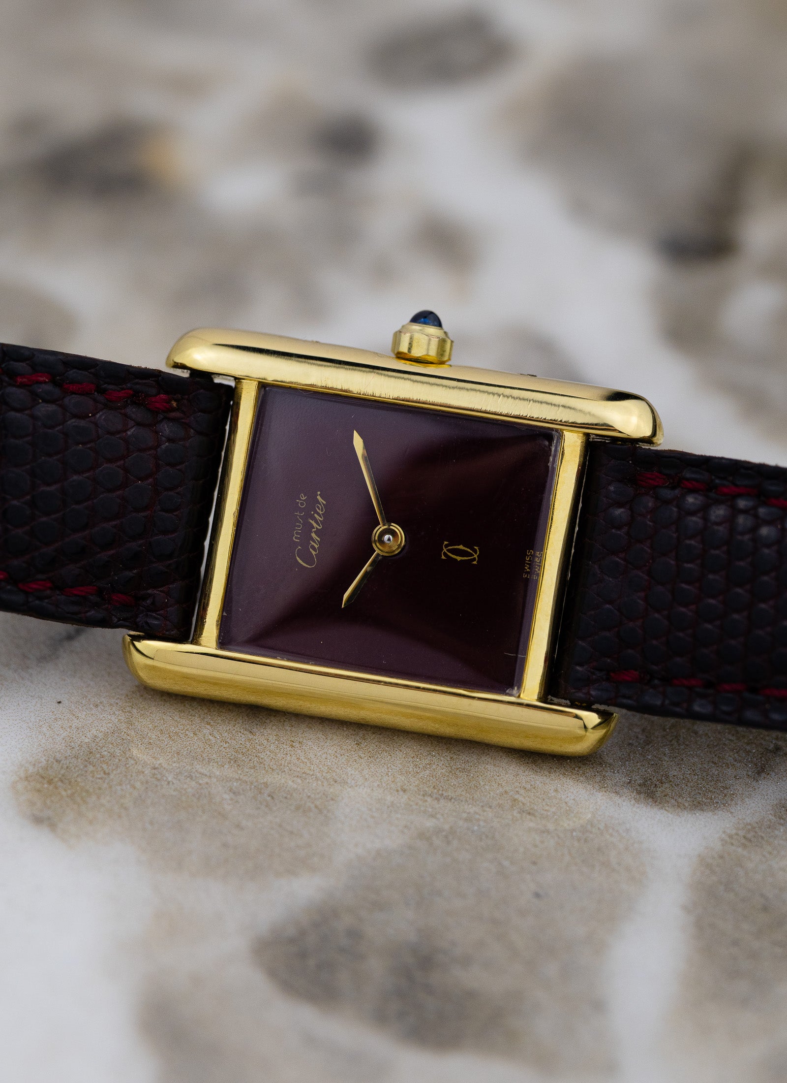 1990s Must de Cartier Tank Burgundy Dial 3 68001