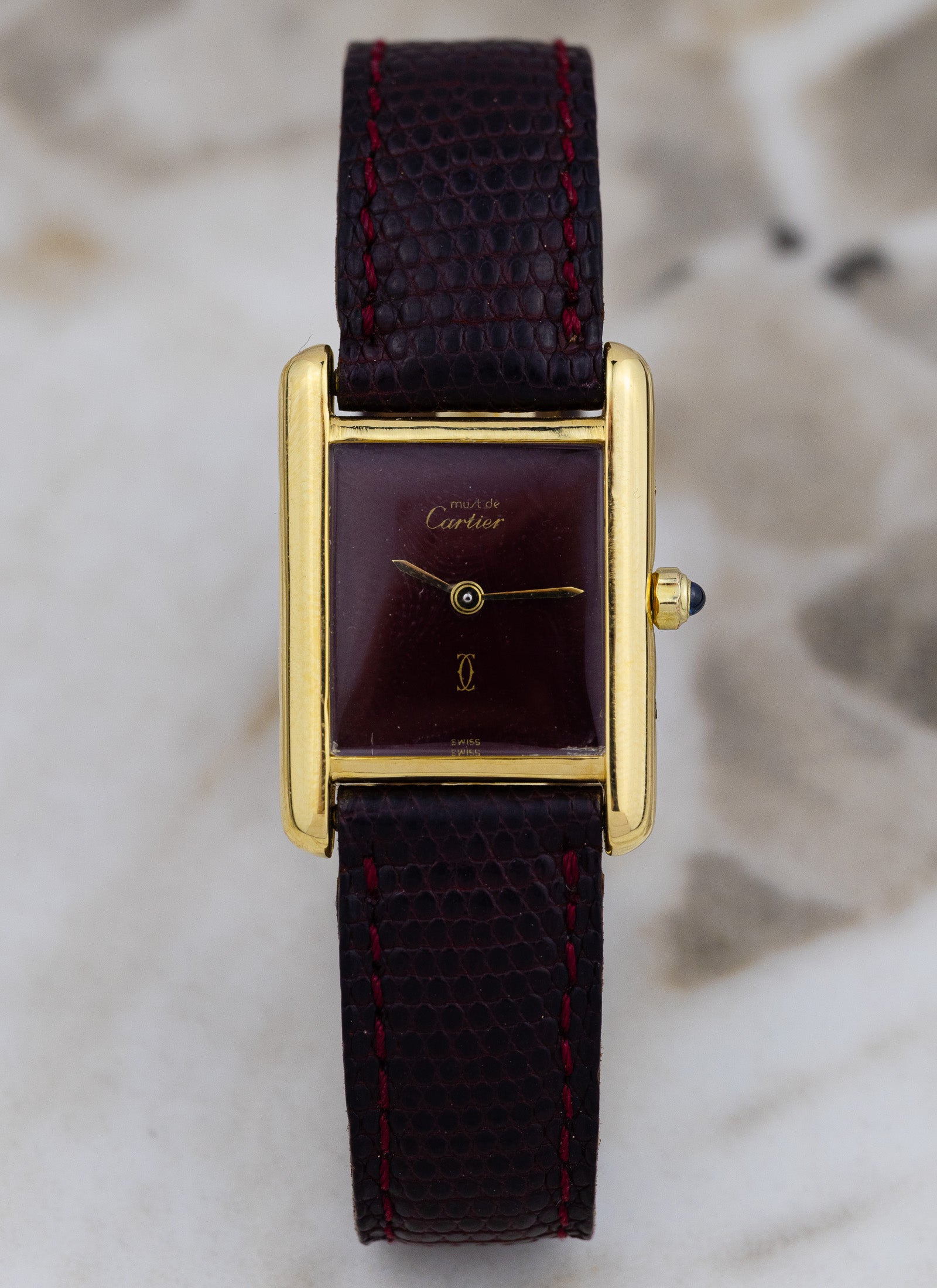 1990s Must de Cartier Tank Burgundy Dial 3 68001