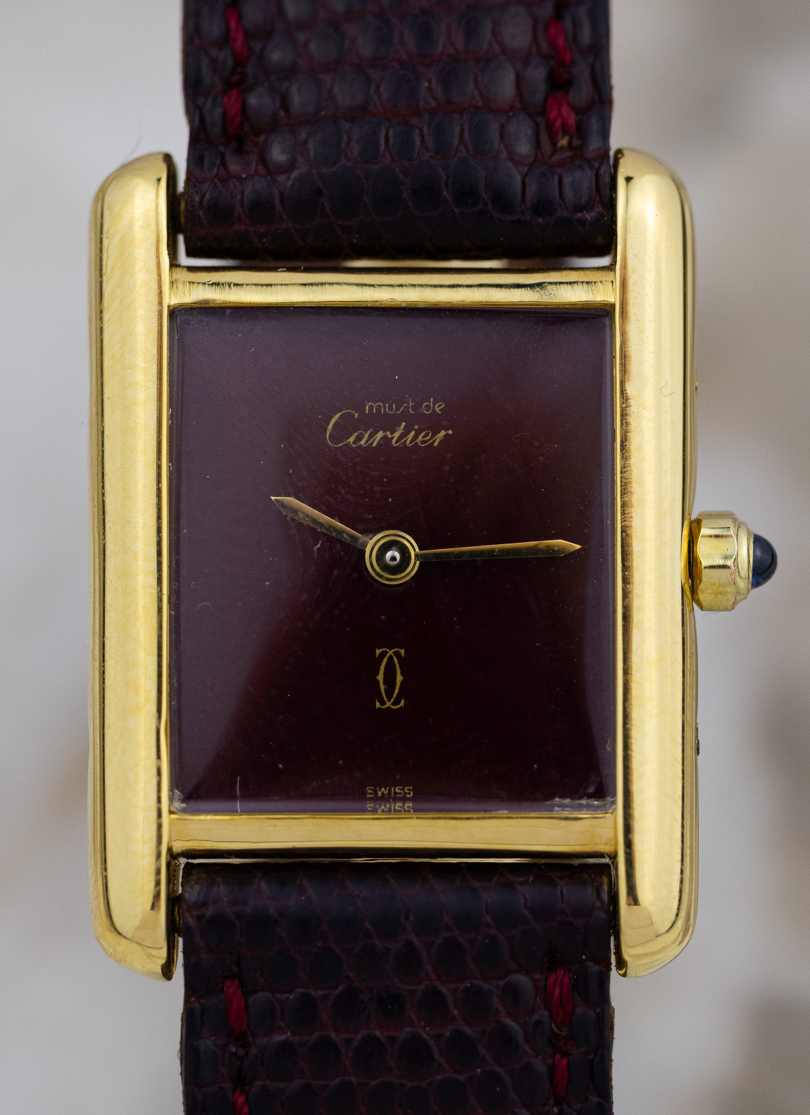 1990s Must de Cartier Tank Burgundy Dial 3 68001