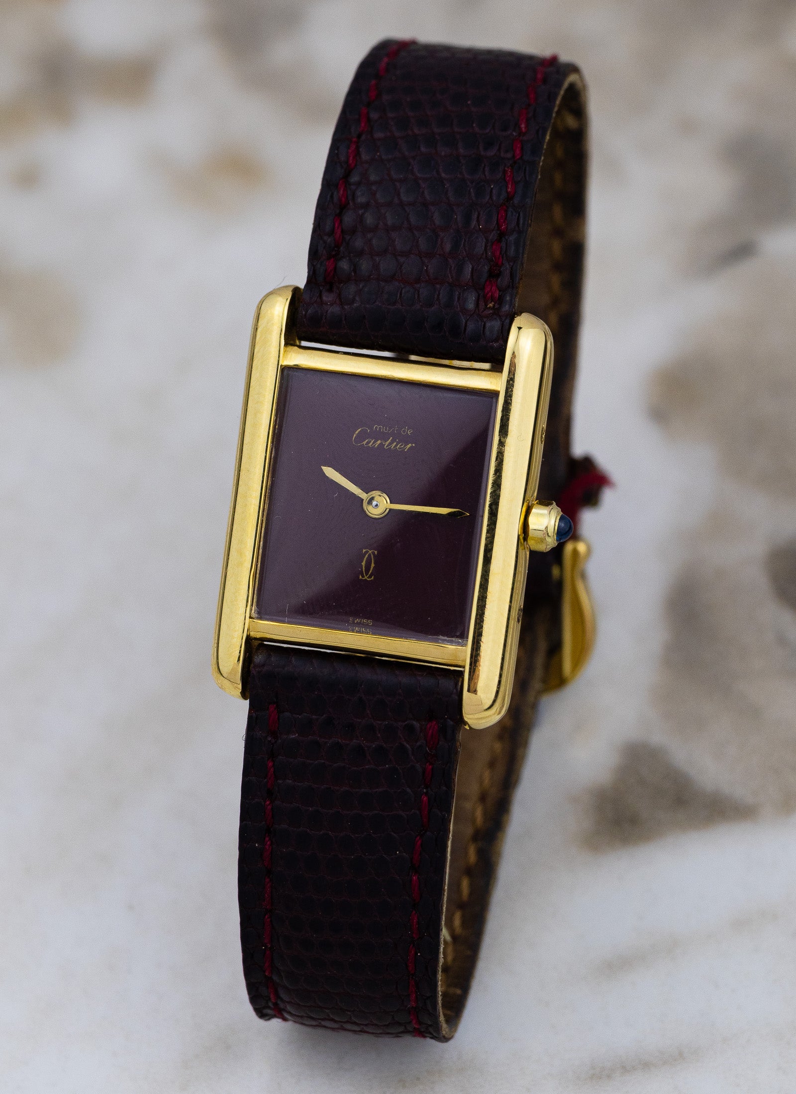 1990s Must de Cartier Tank Burgundy Dial 3 68001