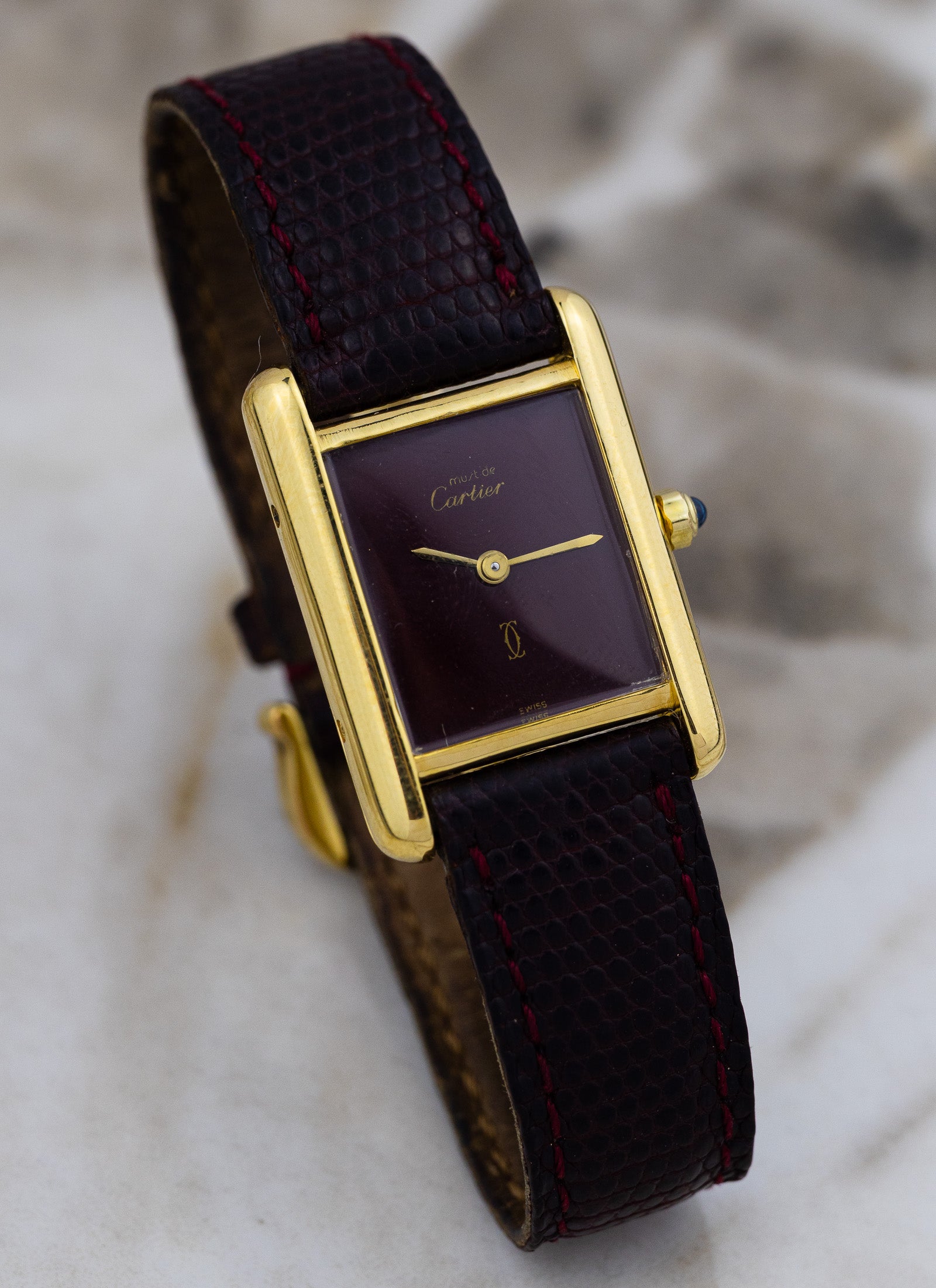 1990s Must de Cartier Tank Burgundy Dial 3 68001
