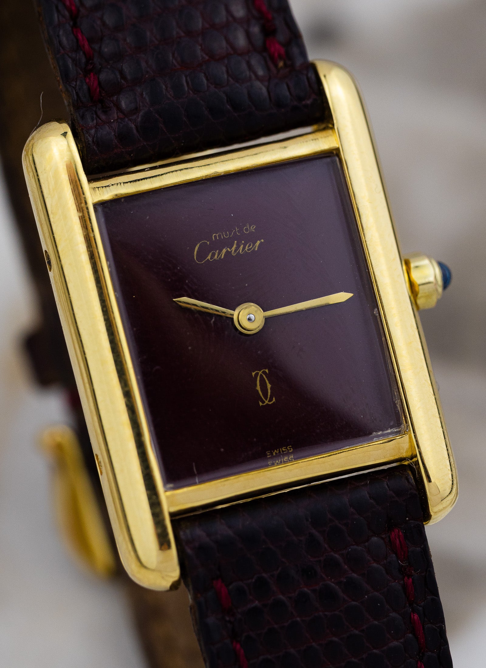 1990s Must de Cartier Tank Burgundy Dial 3 68001