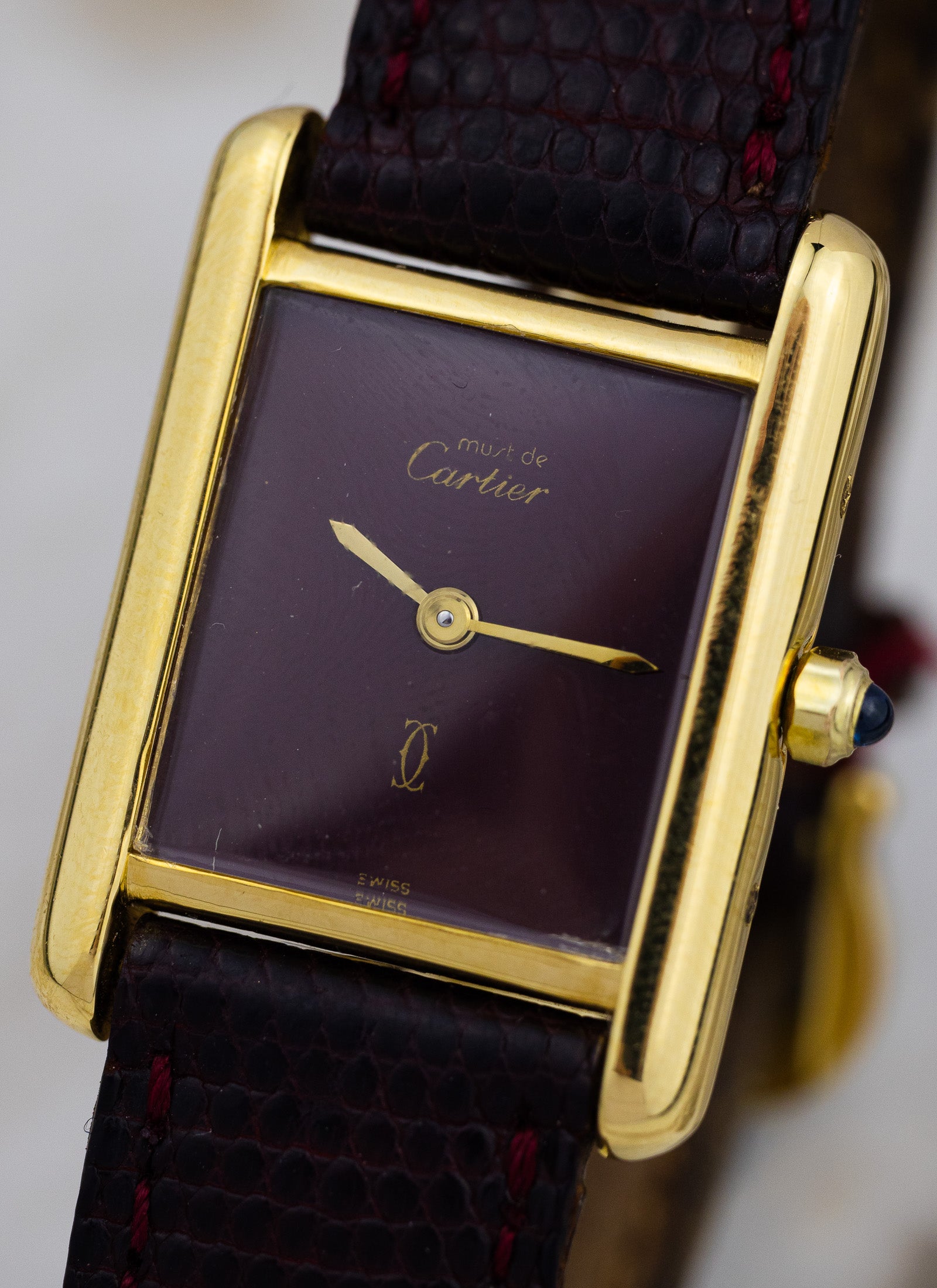 1990s Must de Cartier Tank Burgundy Dial 3 68001