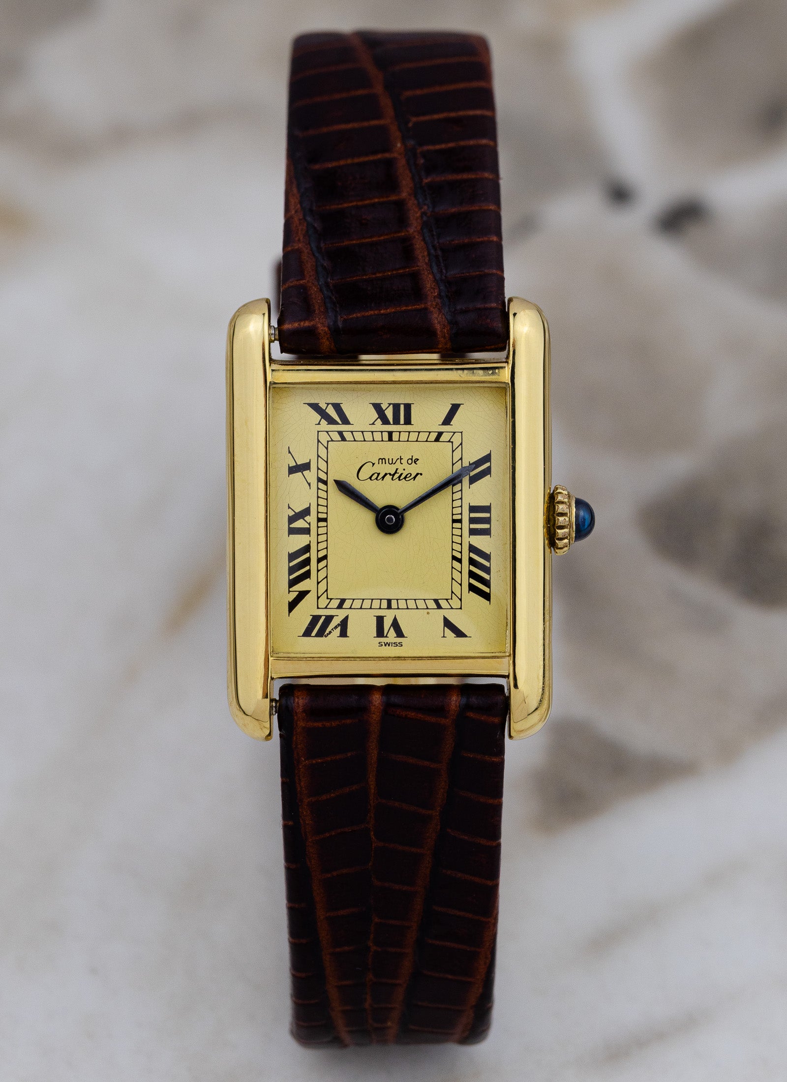 1990s Ladies Must de Cartier Tank Ivory Roman Dial