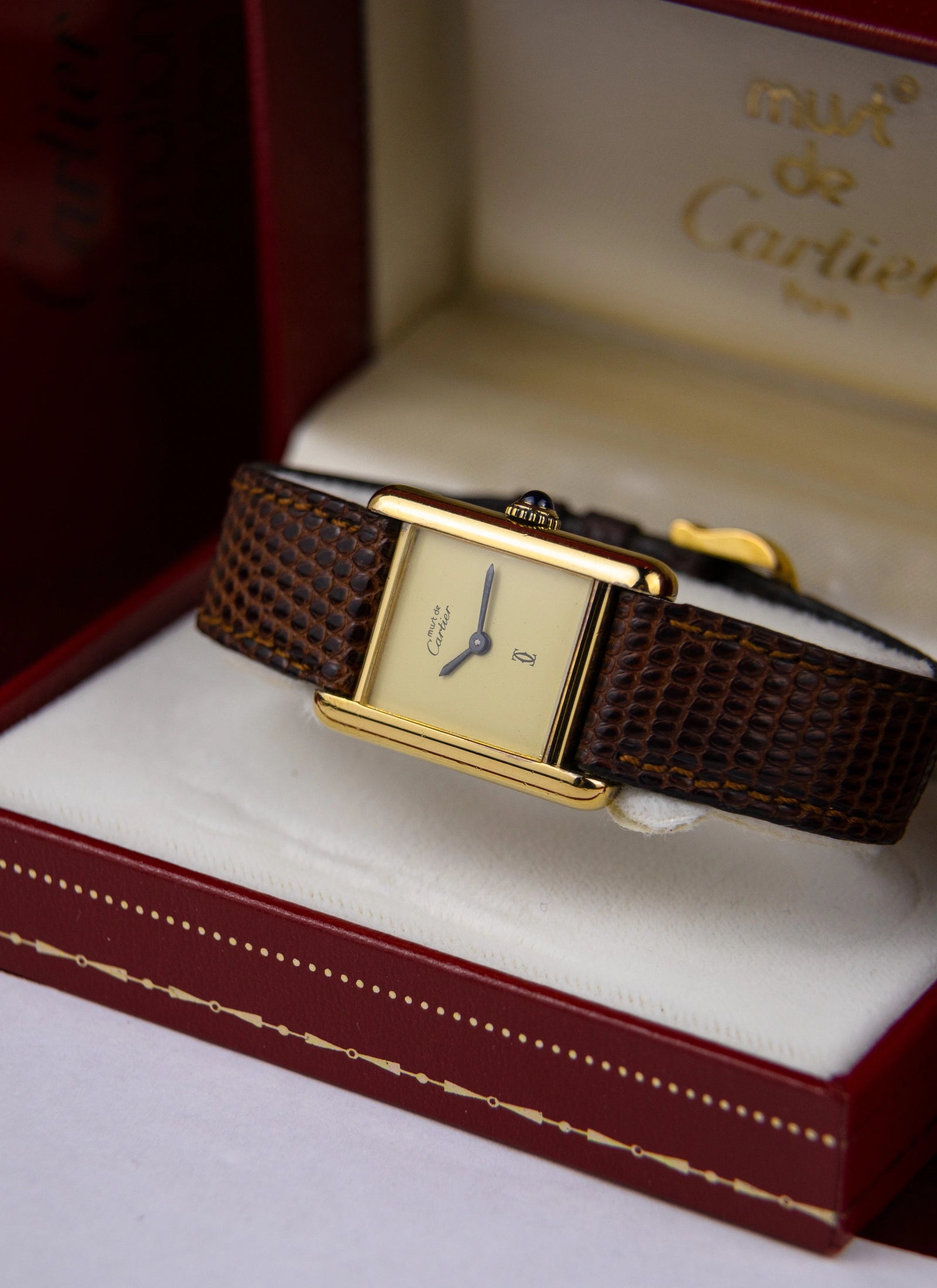 1989 Must De Cartier Tank Lemon Dial Full Set