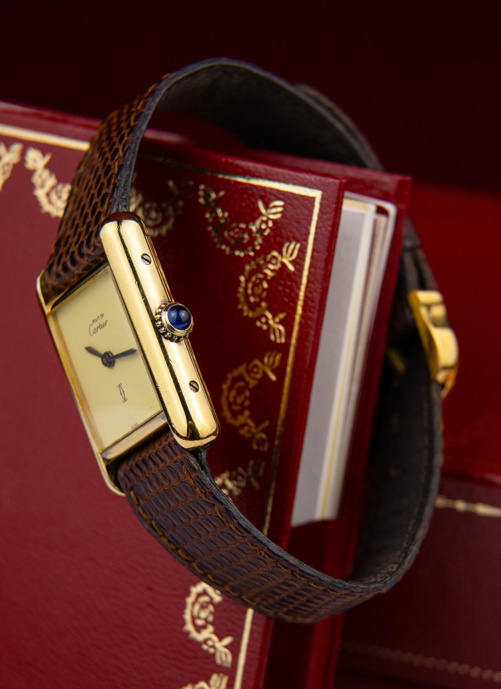 1989 Must De Cartier Tank Lemon Dial Full Set
