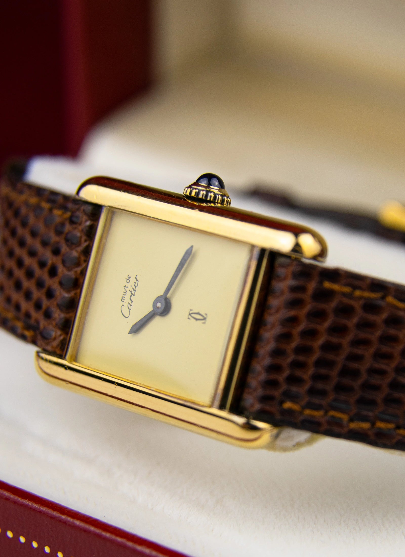 1989 Must De Cartier Tank Lemon Dial Full Set