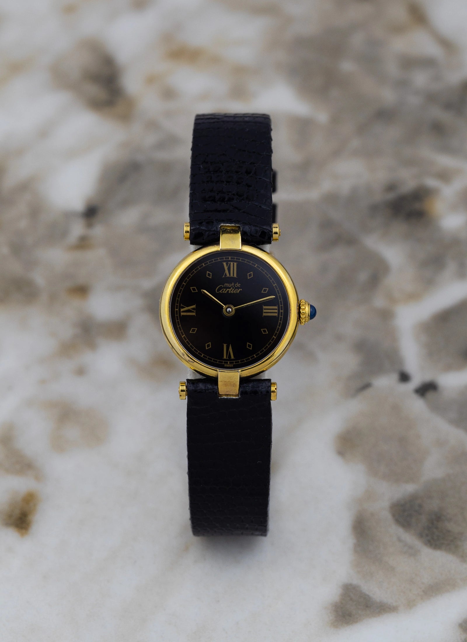 1990s Must de Cartier Vendome Black Roman Dial 680004