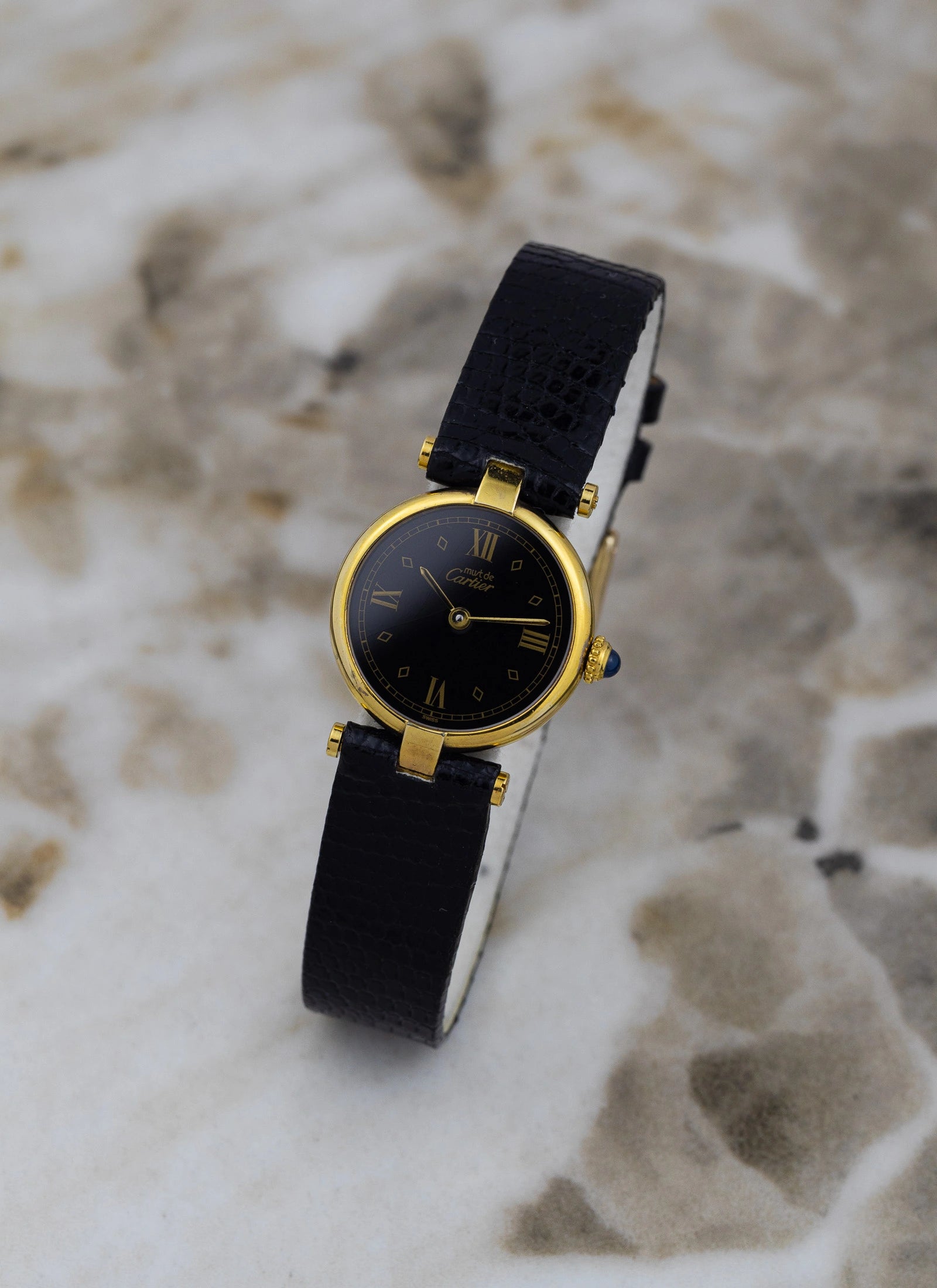 1990s Must de Cartier Vendome Black Roman Dial 680004