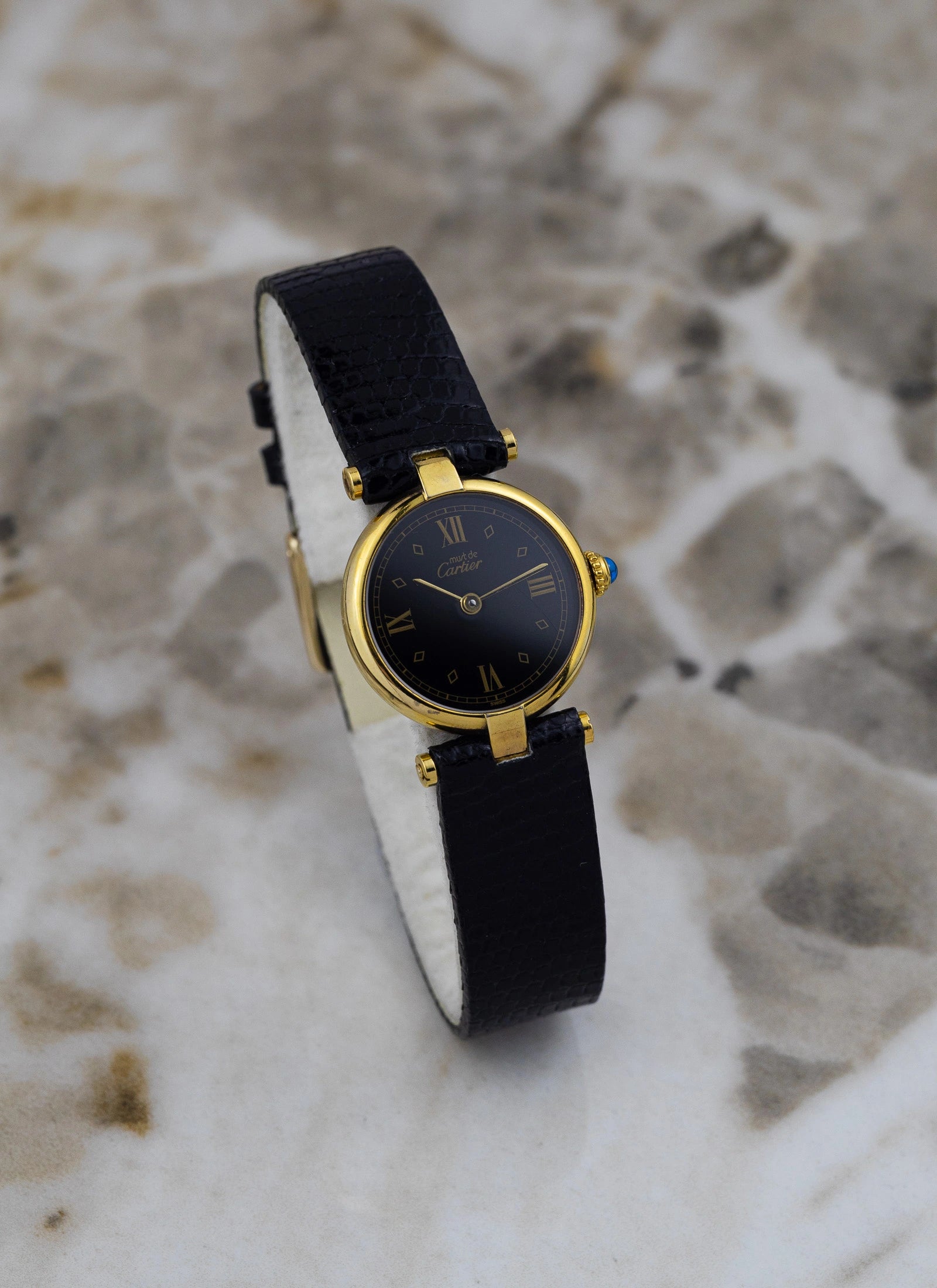 1990s Must de Cartier Vendome Black Roman Dial 680004