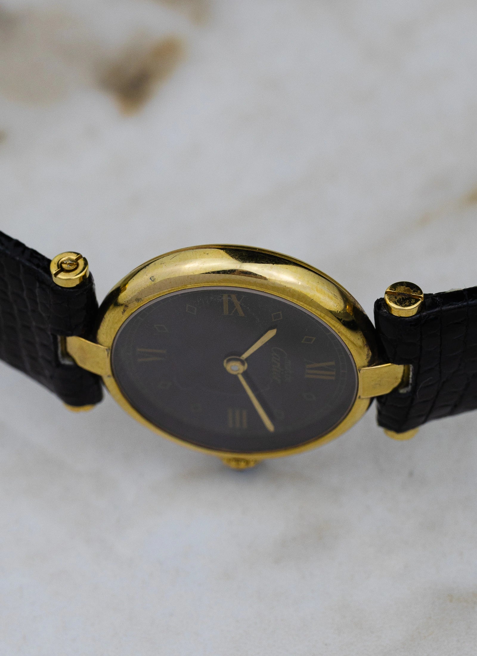 1990s Must de Cartier Vendome Black Roman Dial 680004