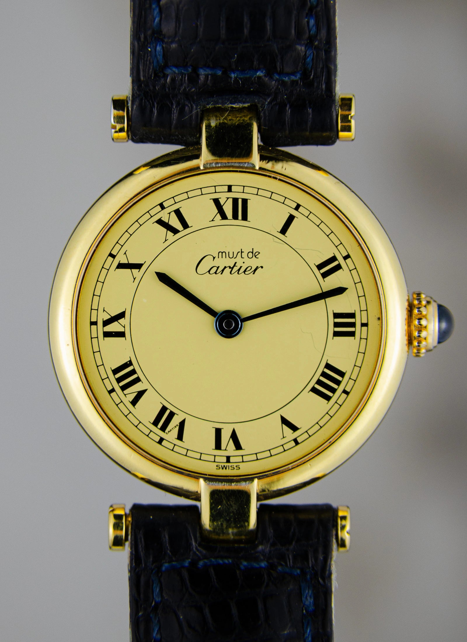 1990s Must de Cartier Vendome Ivory Roman Dial 590004