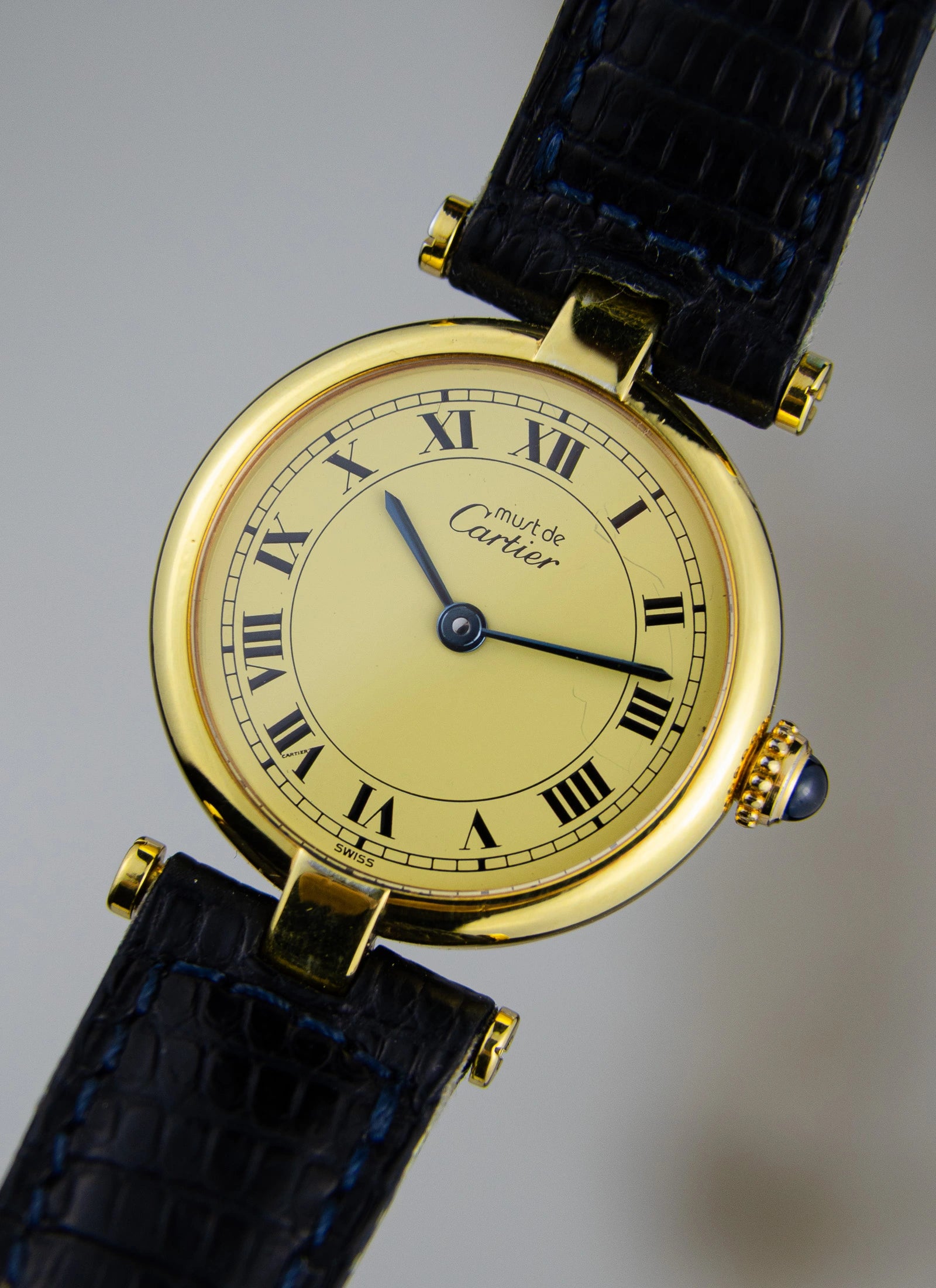 1990s Must de Cartier Vendome Ivory Roman Dial 590004