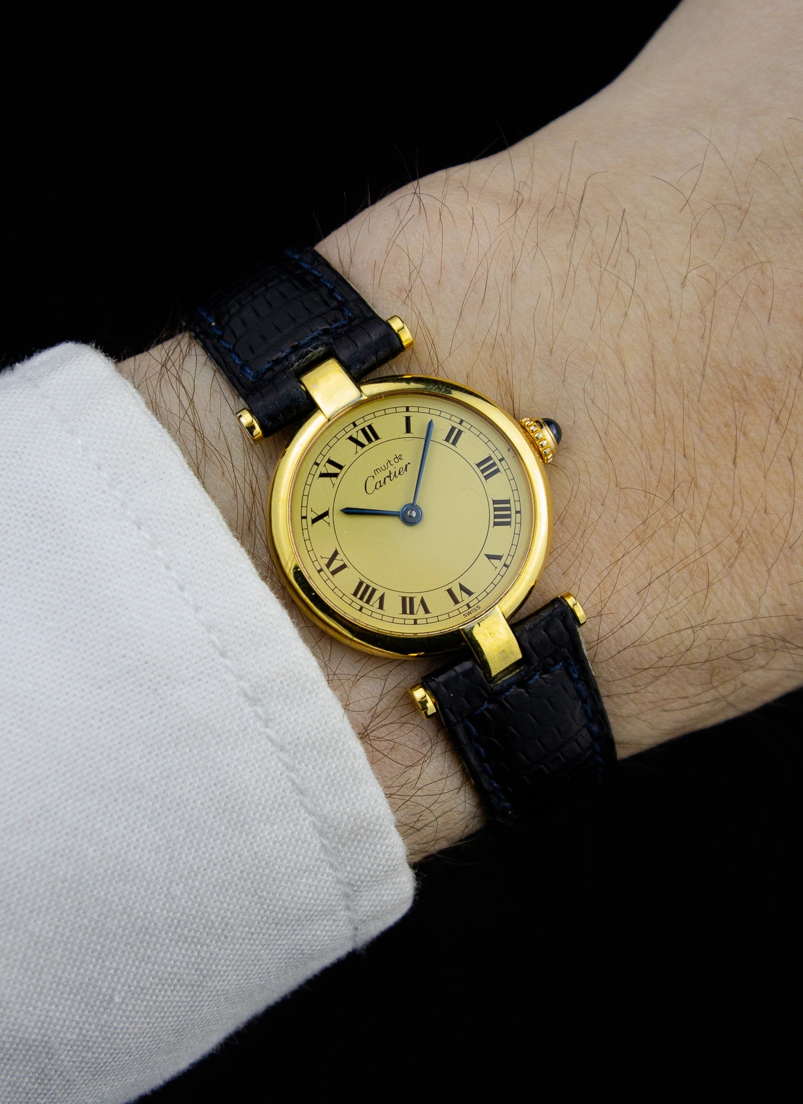1990s Must de Cartier Vendome Ivory Roman Dial 590004