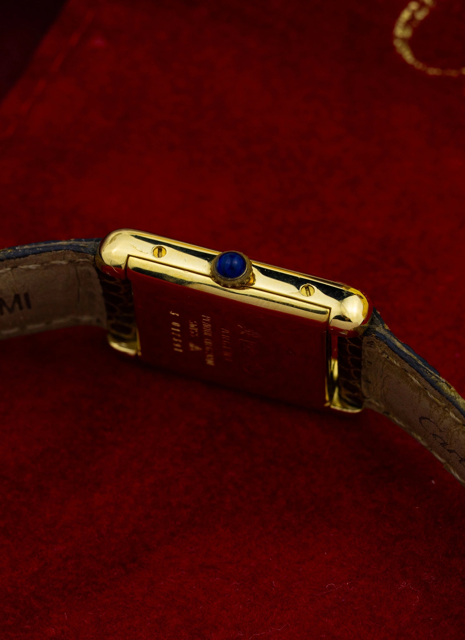 1980s Cartier Tank Vermeil Black Roman Dial