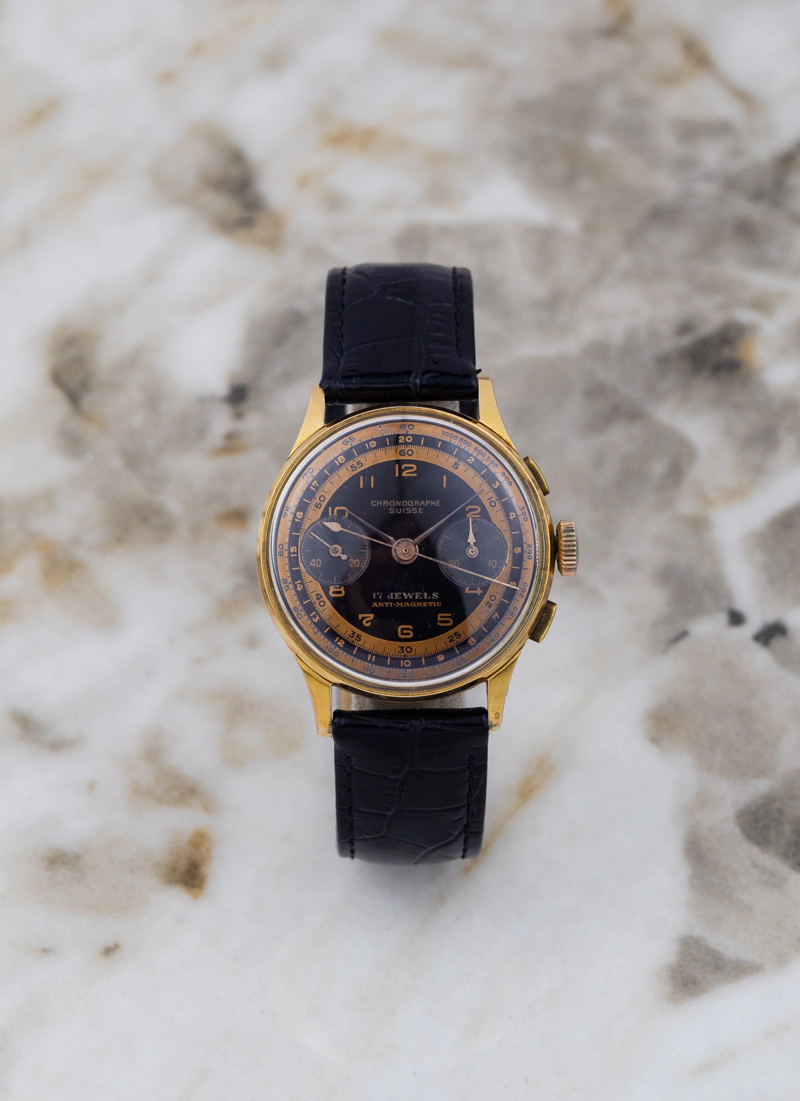 1960s 18K Rose Gold Chronographe Suisse