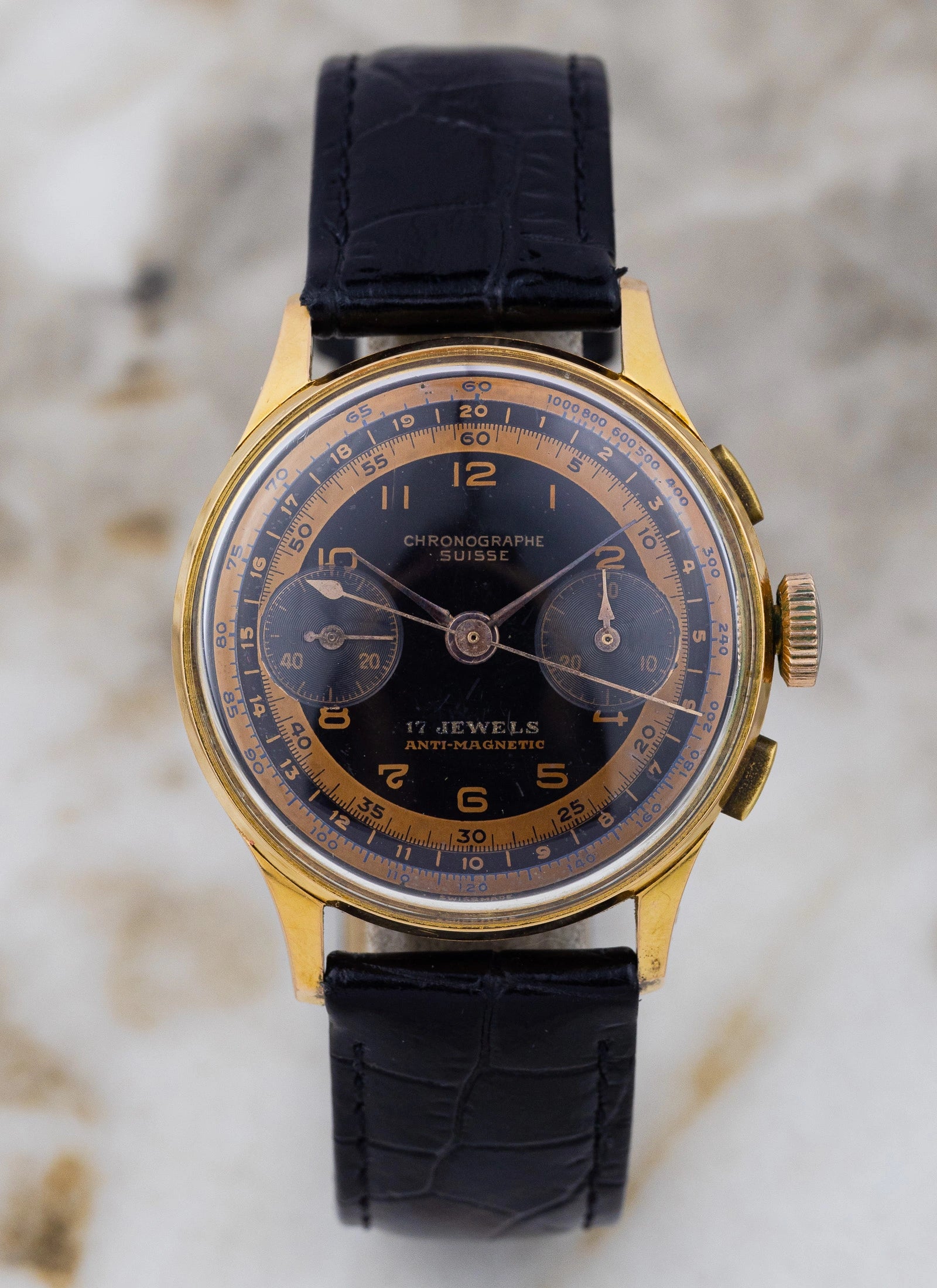 1960s 18K Rose Gold Chronographe Suisse