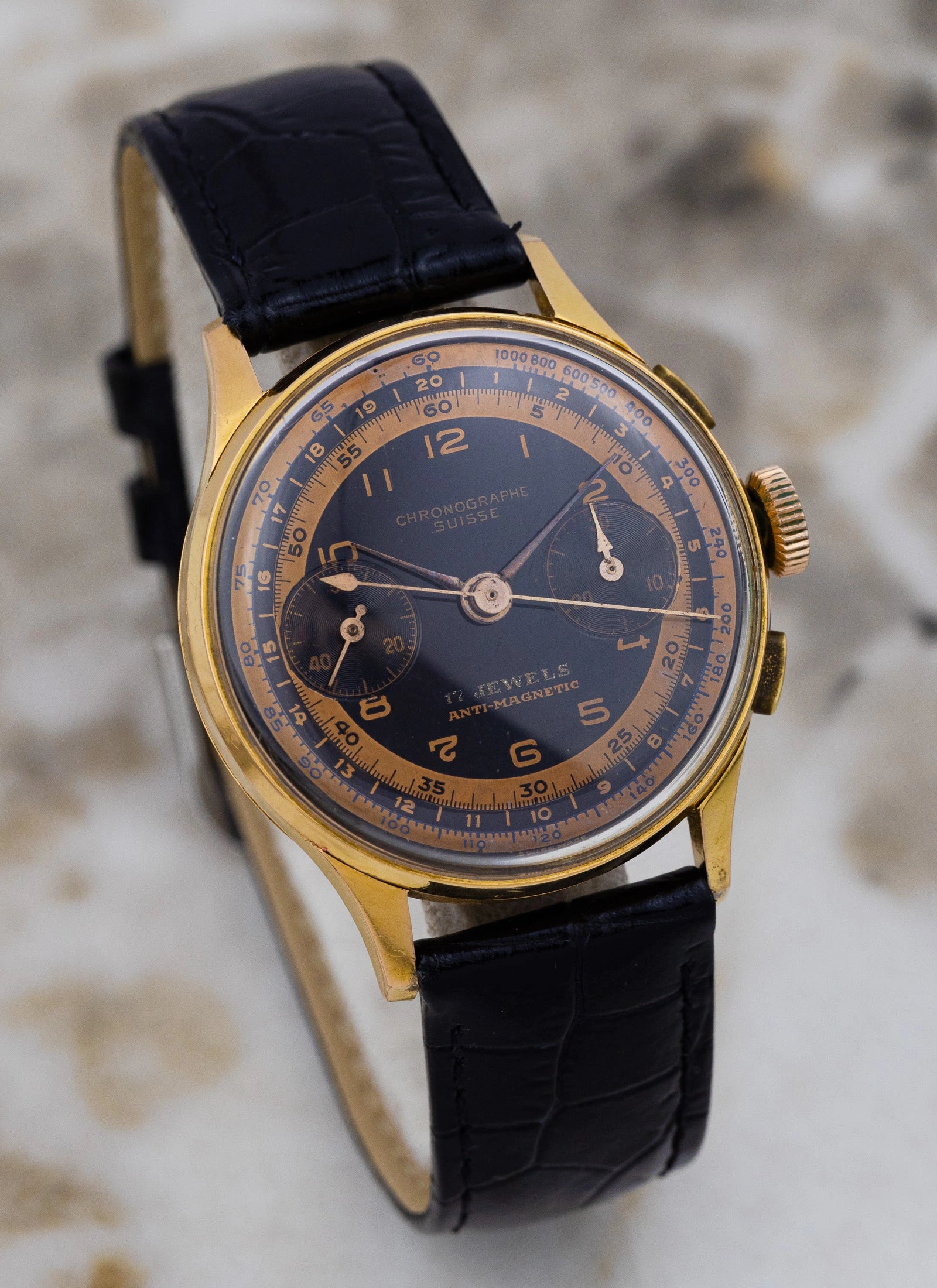 1960s 18K Rose Gold Chronographe Suisse