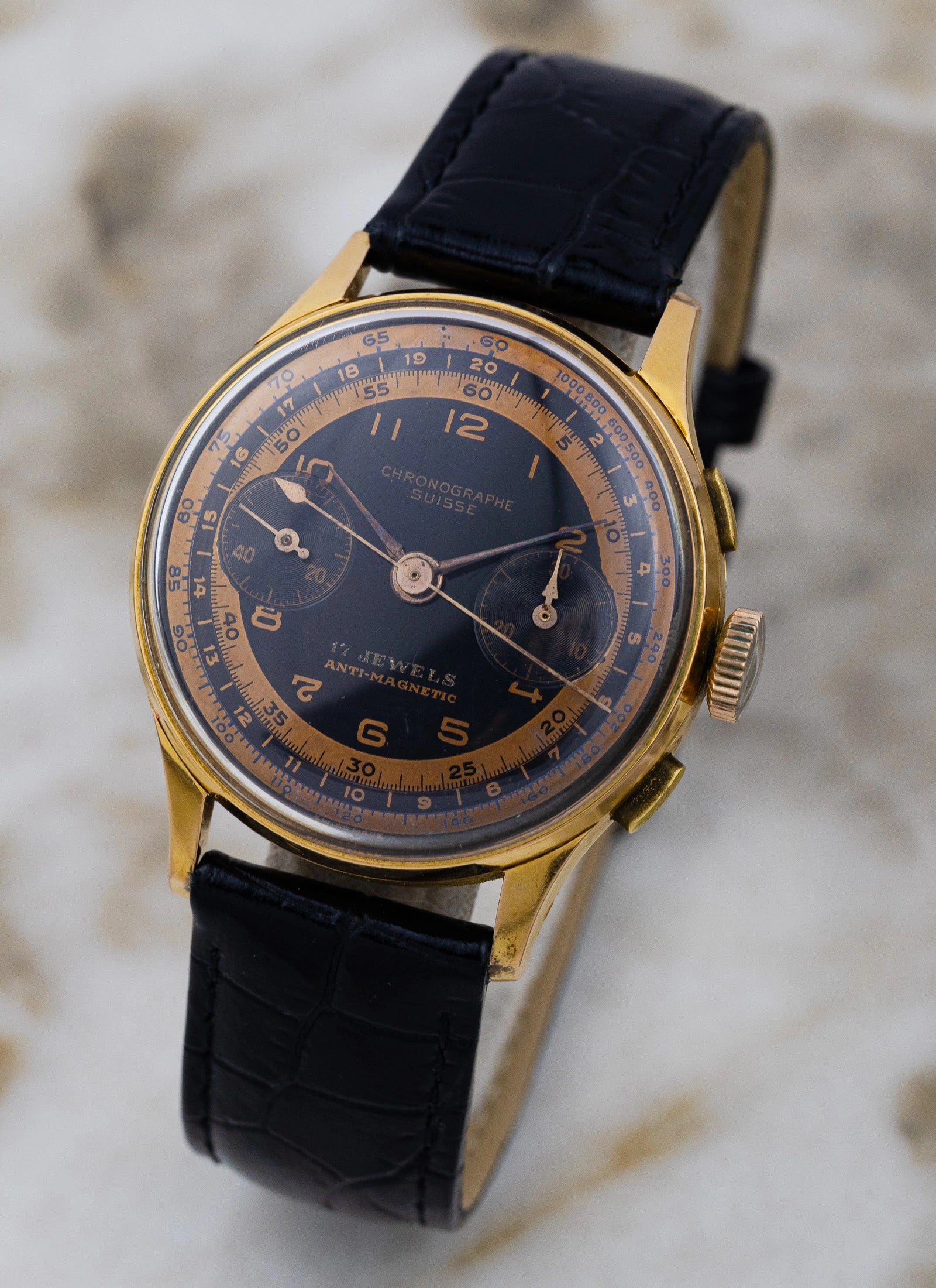 1960s 18K Rose Gold Chronographe Suisse