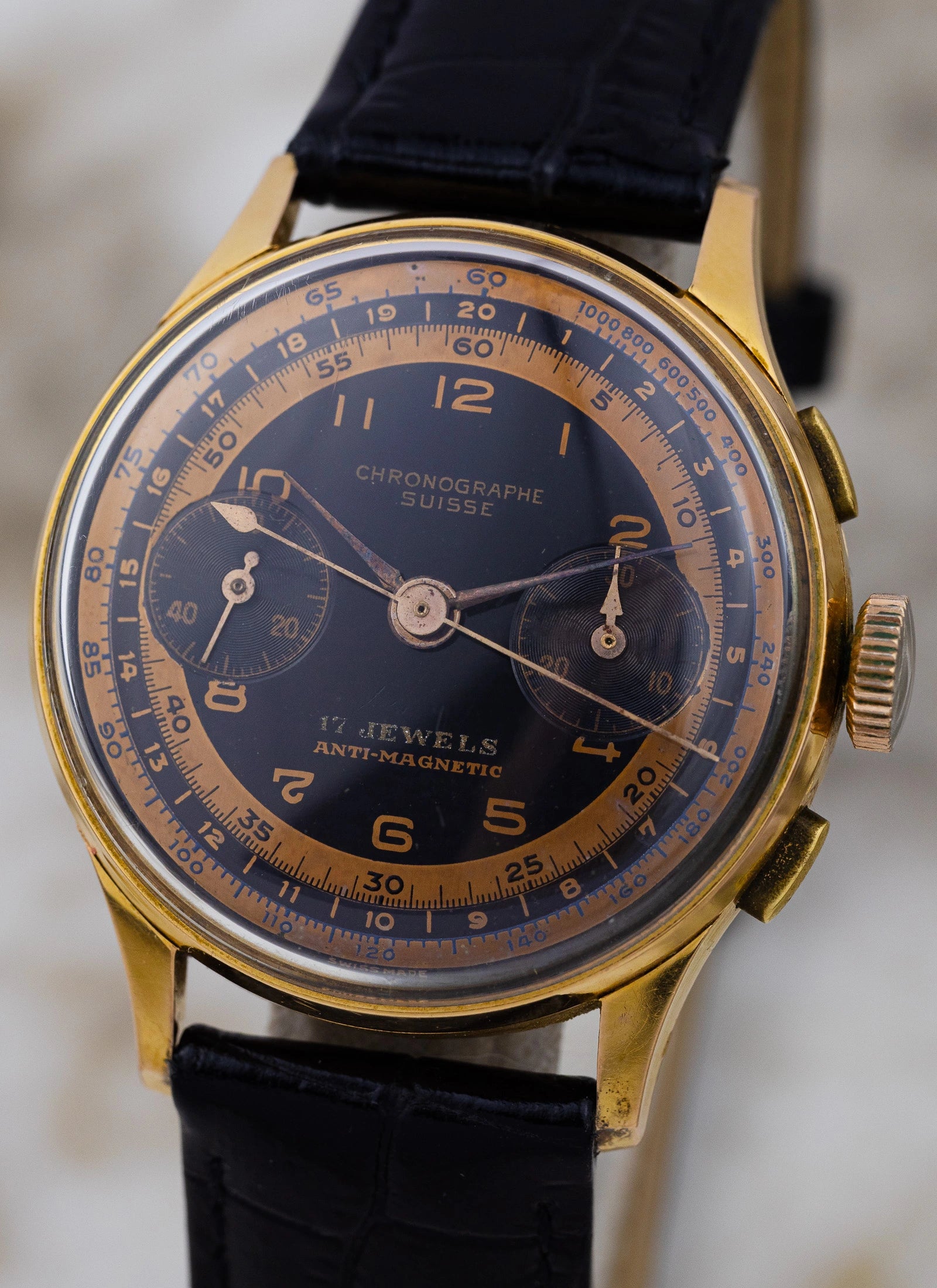 1960s 18K Rose Gold Chronographe Suisse