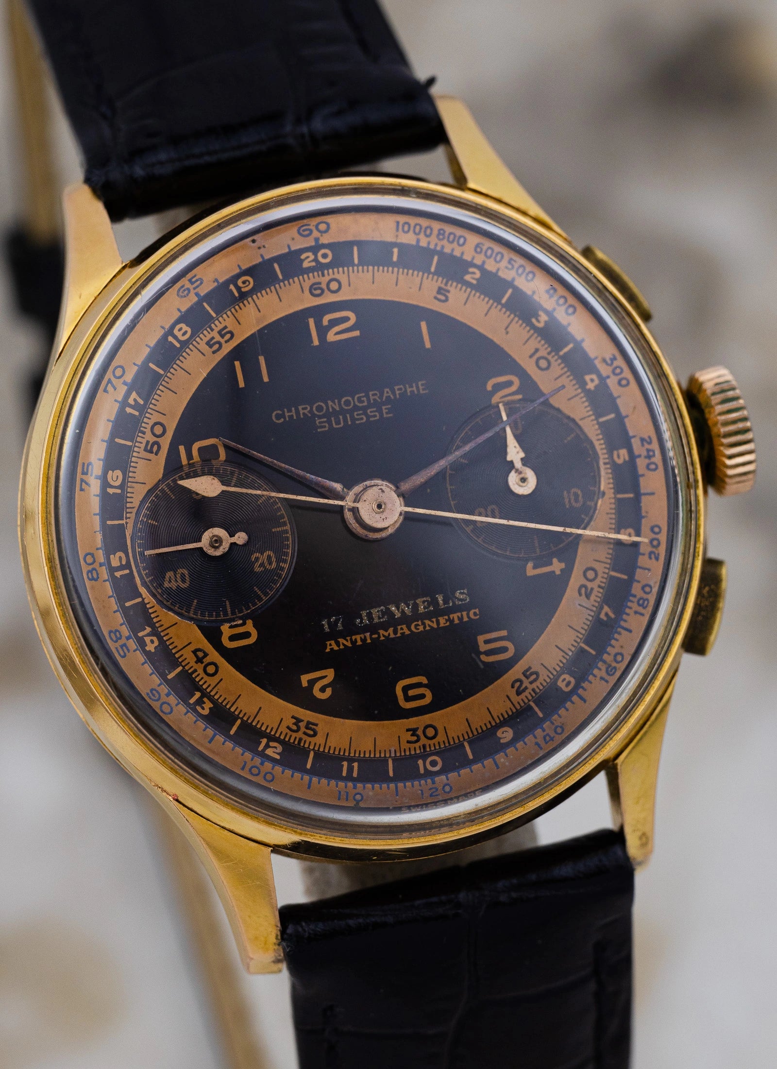 1960s 18K Rose Gold Chronographe Suisse
