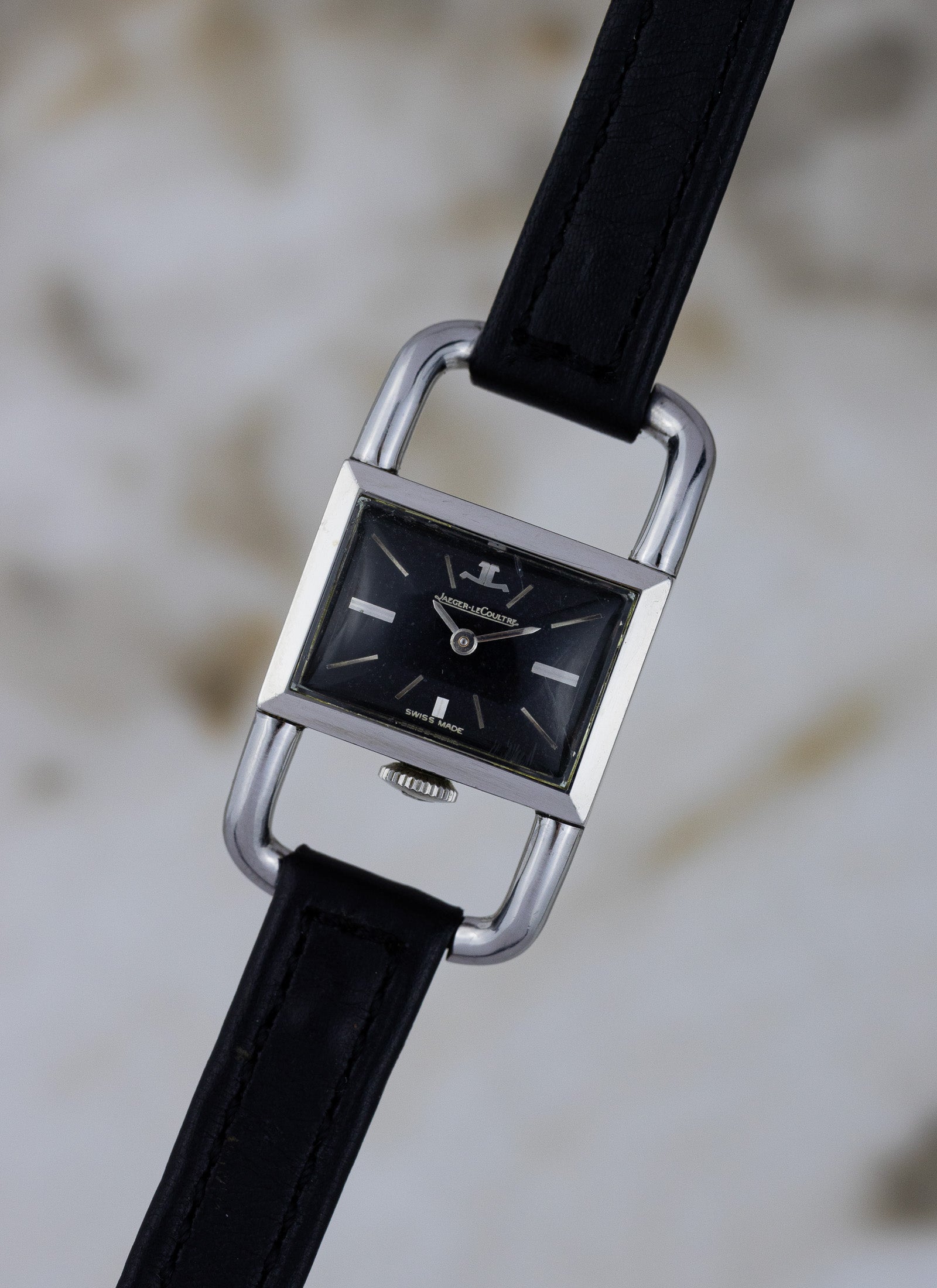 1960s Jaeger LeCoultre Etrier Black Dial Serviced