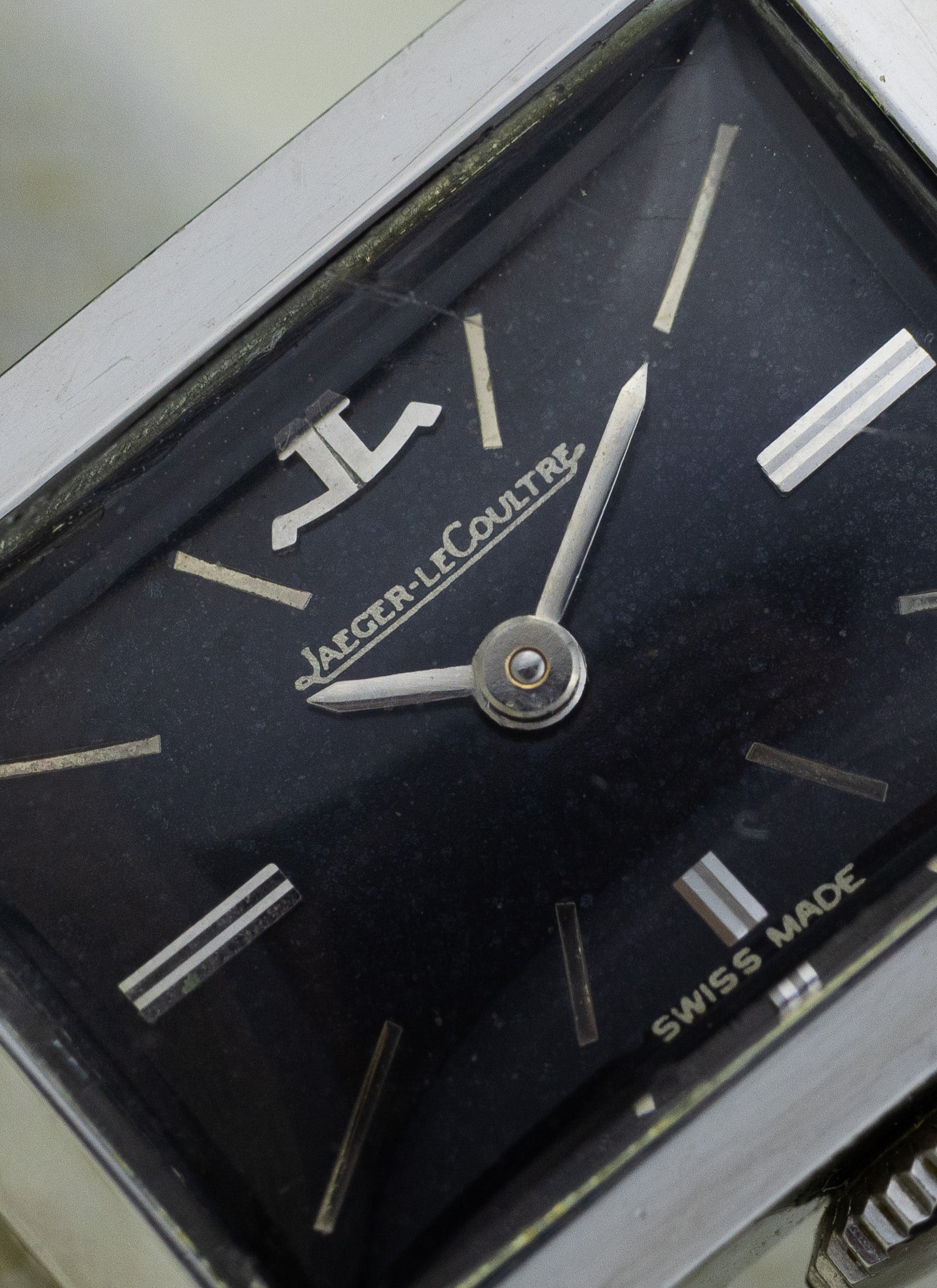 1960s Jaeger LeCoultre Etrier Black Dial Serviced
