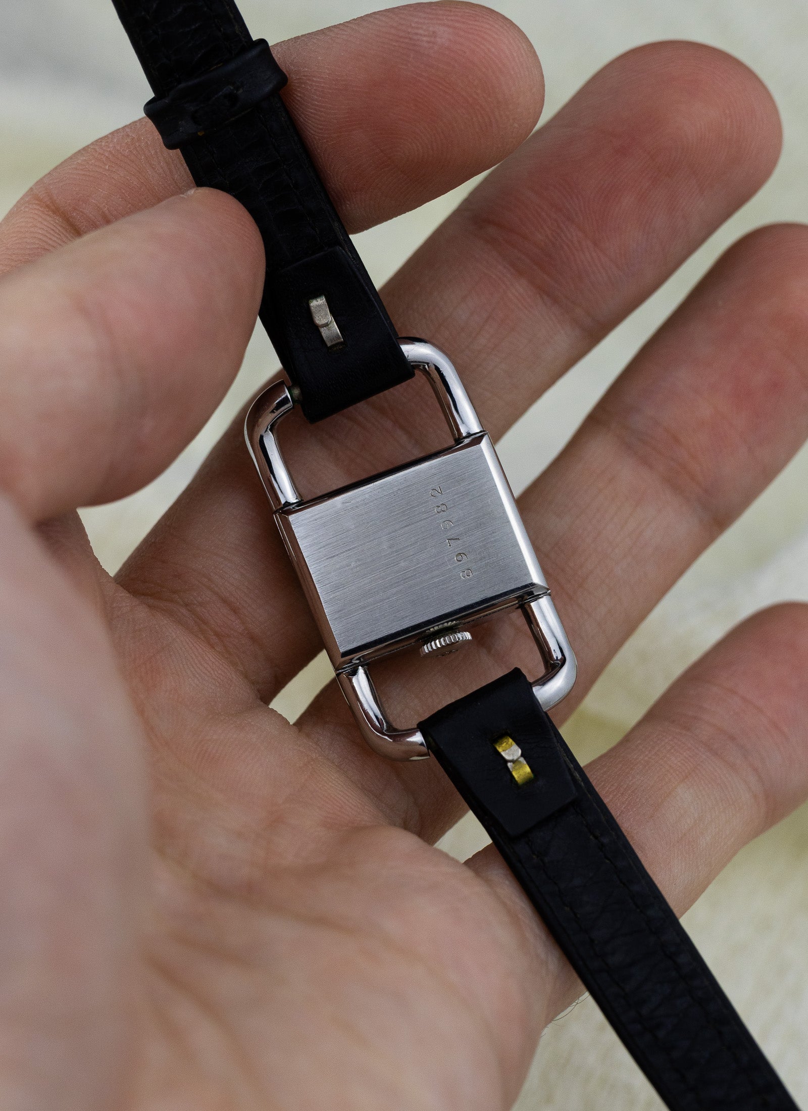 1960s Jaeger LeCoultre Etrier Black Dial Serviced