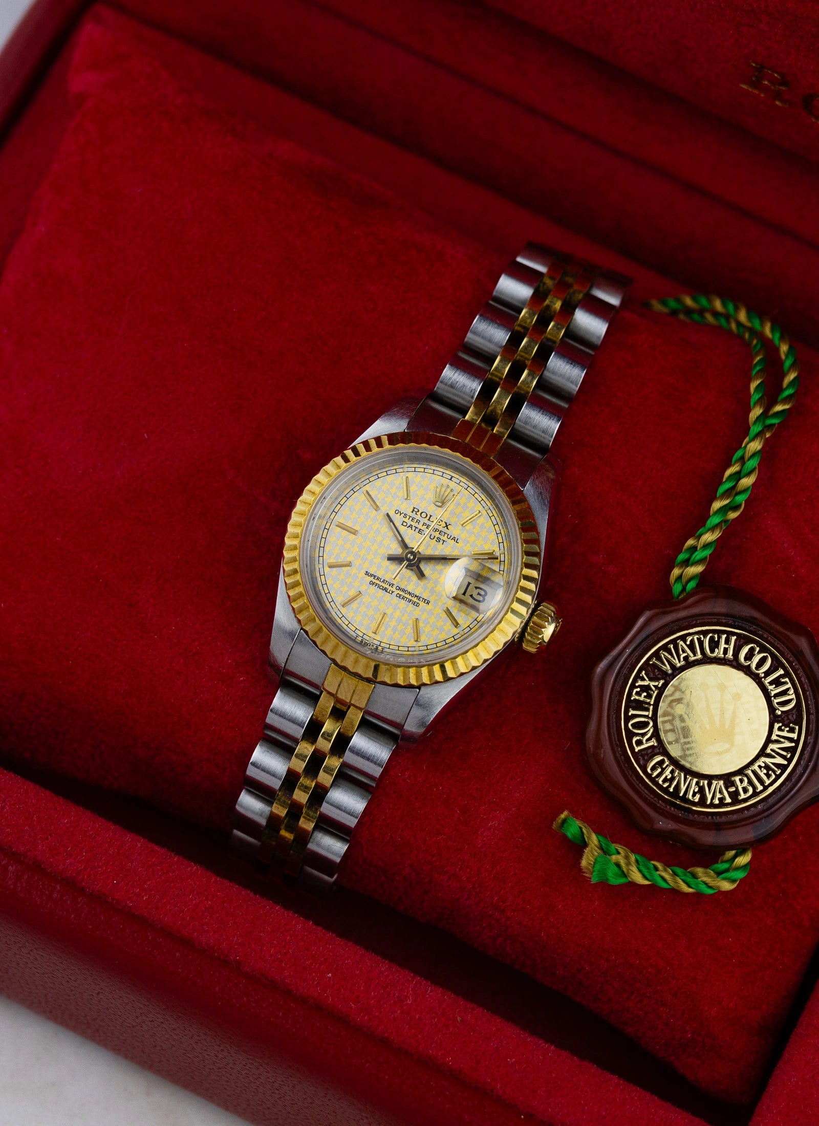 1986 Lady Rolex Datejust Houndstooth 69173 Box