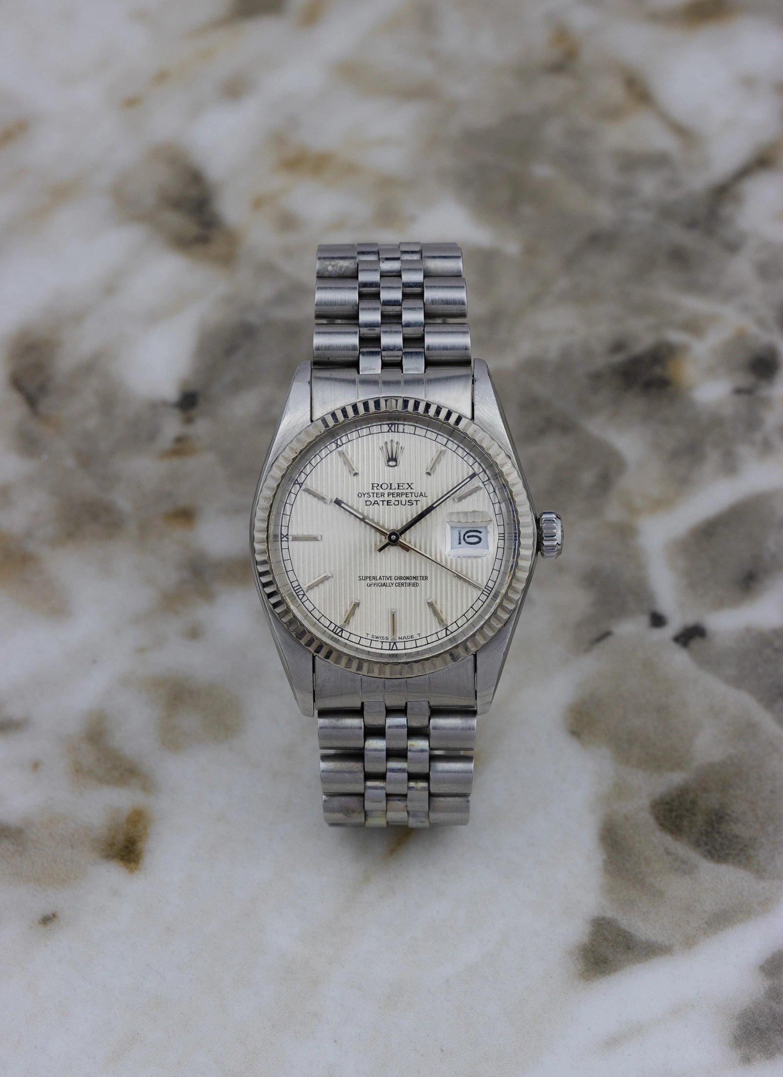 1984 Rolex Datejust Silver Tapestry Dial 16014 Box