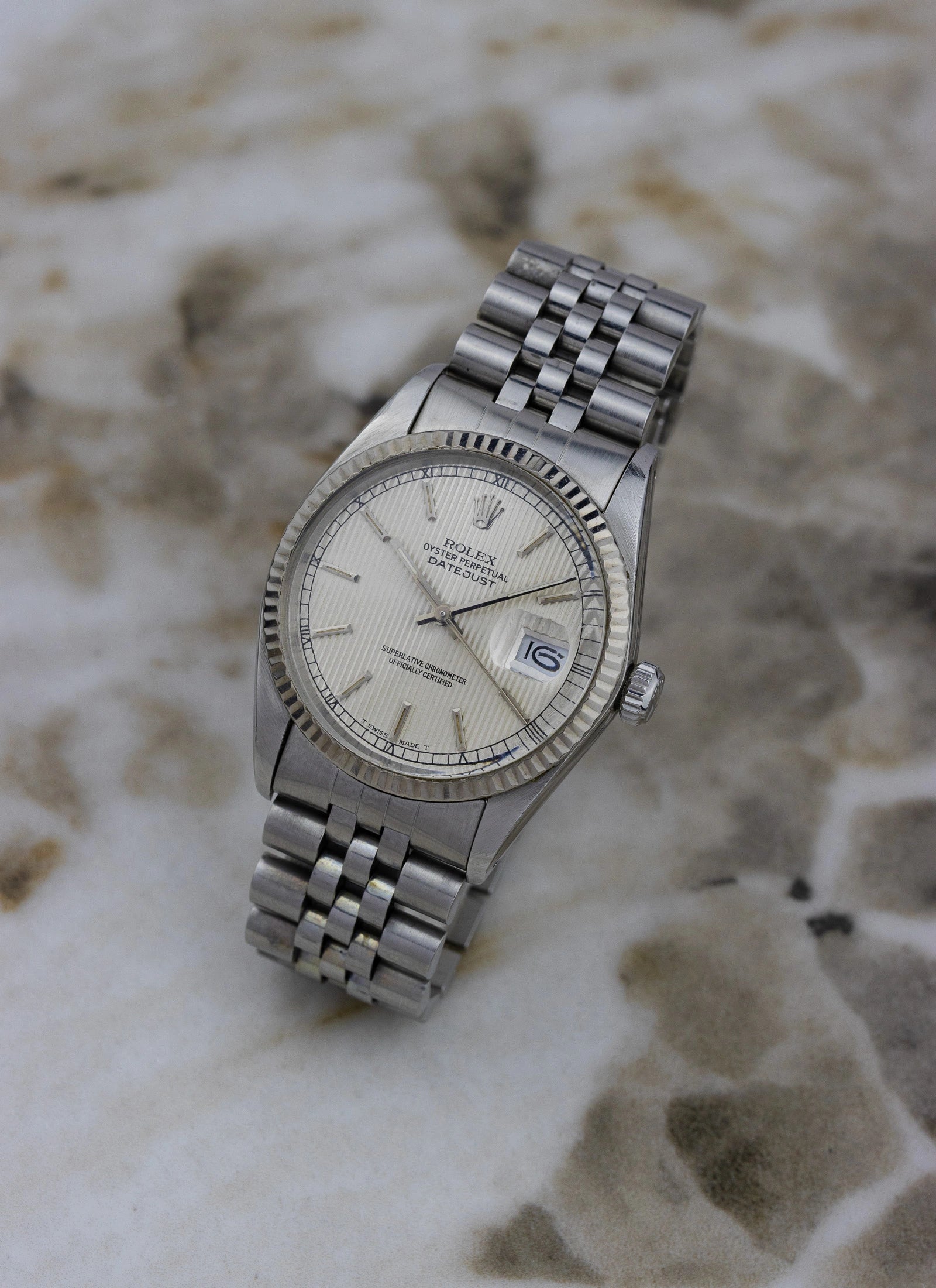 1984 Rolex Datejust Silver Tapestry Dial 16014 Box