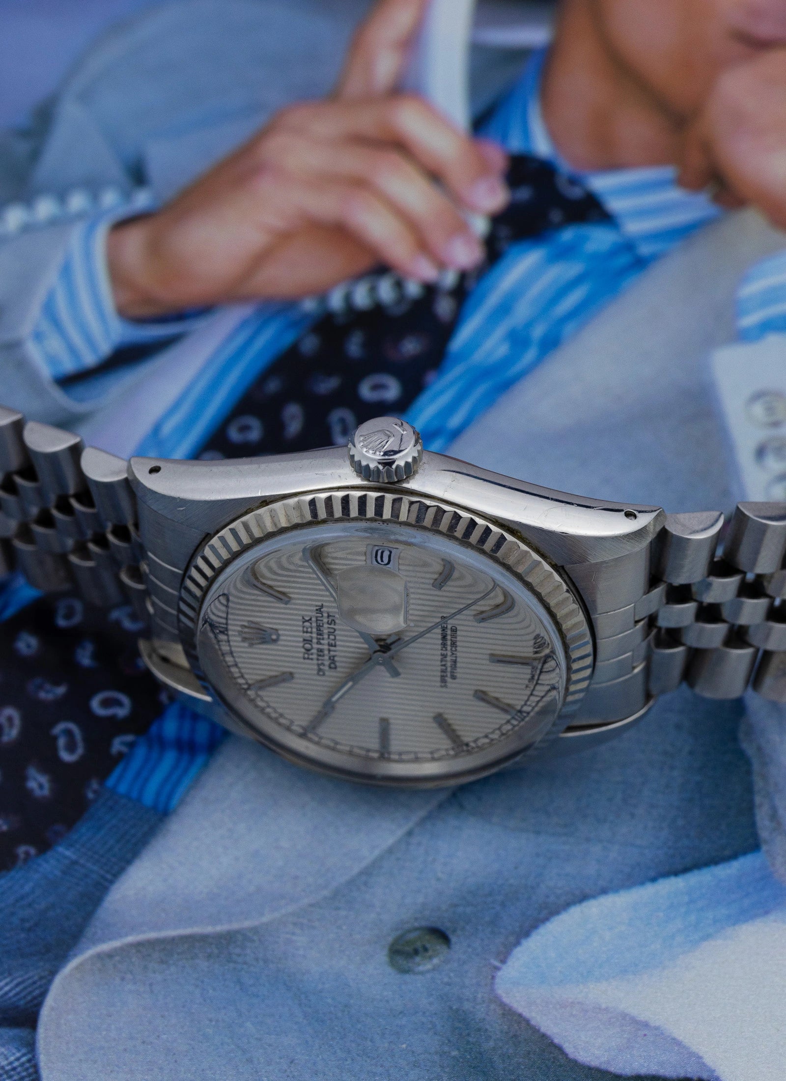 1984 Rolex Datejust Silver Tapestry Dial 16014 Box