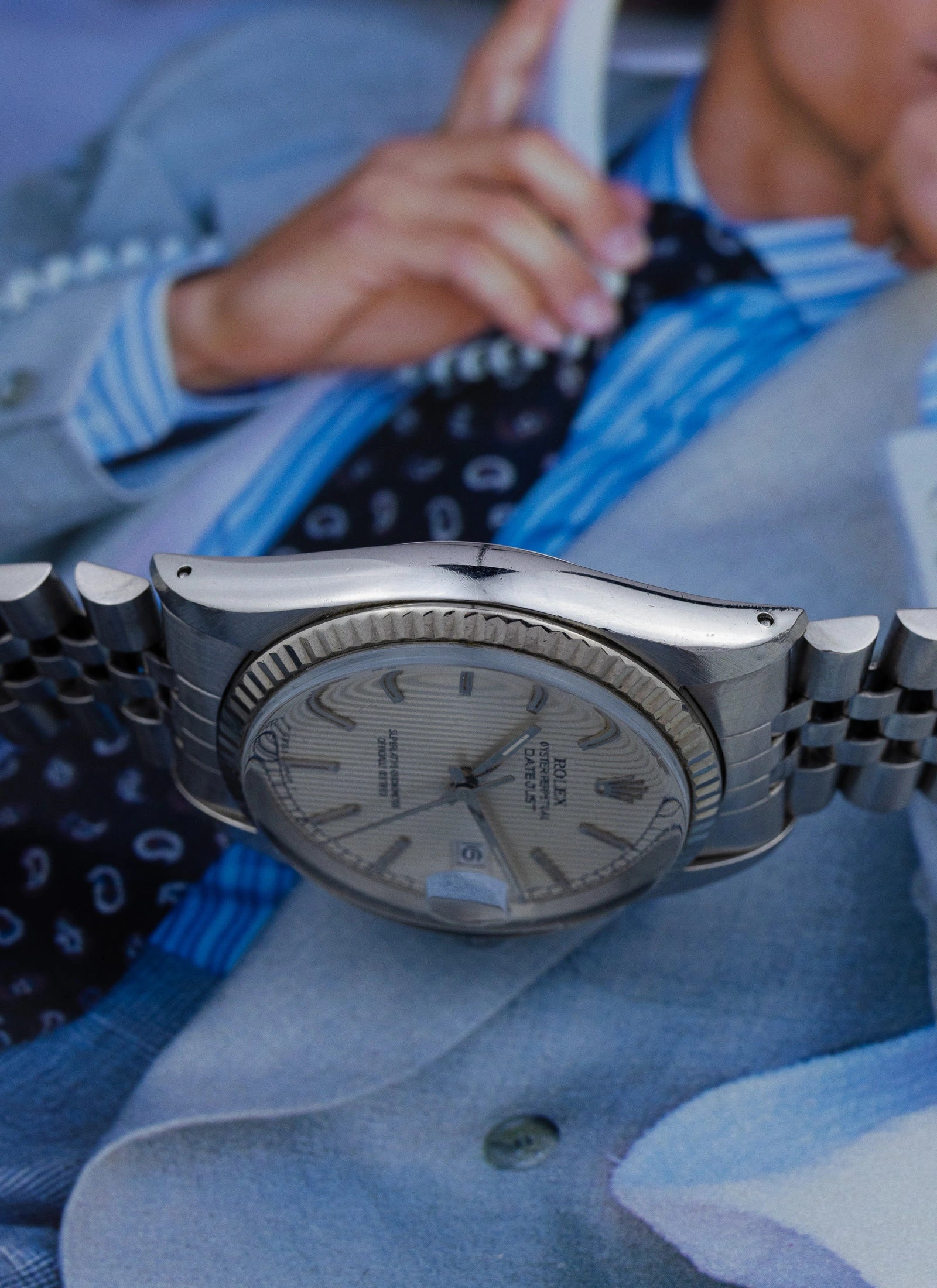 1984 Rolex Datejust Silver Tapestry Dial 16014 Box