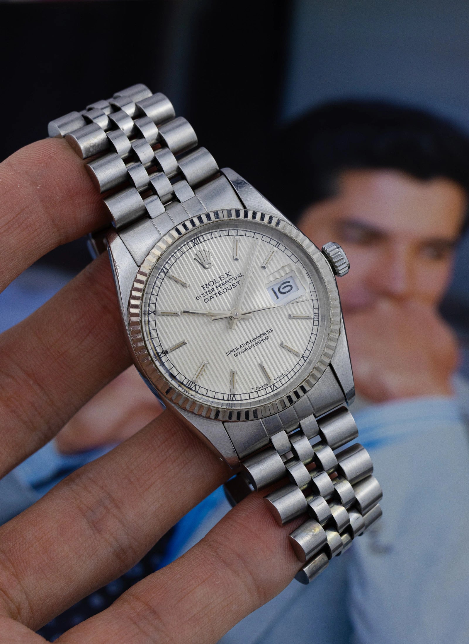 1984 Rolex Datejust Silver Tapestry Dial 16014 Box